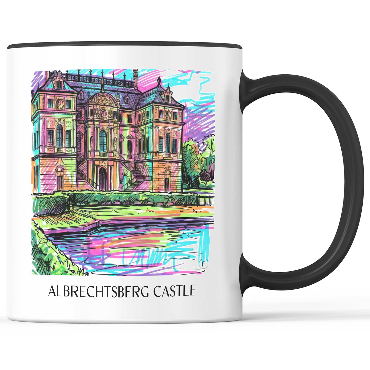 Schloss Albrechtsberg Kaffeebecher - Dresden - Deutschland Becher - Kaffeetasse im Tag Graffiti Stil - favplace