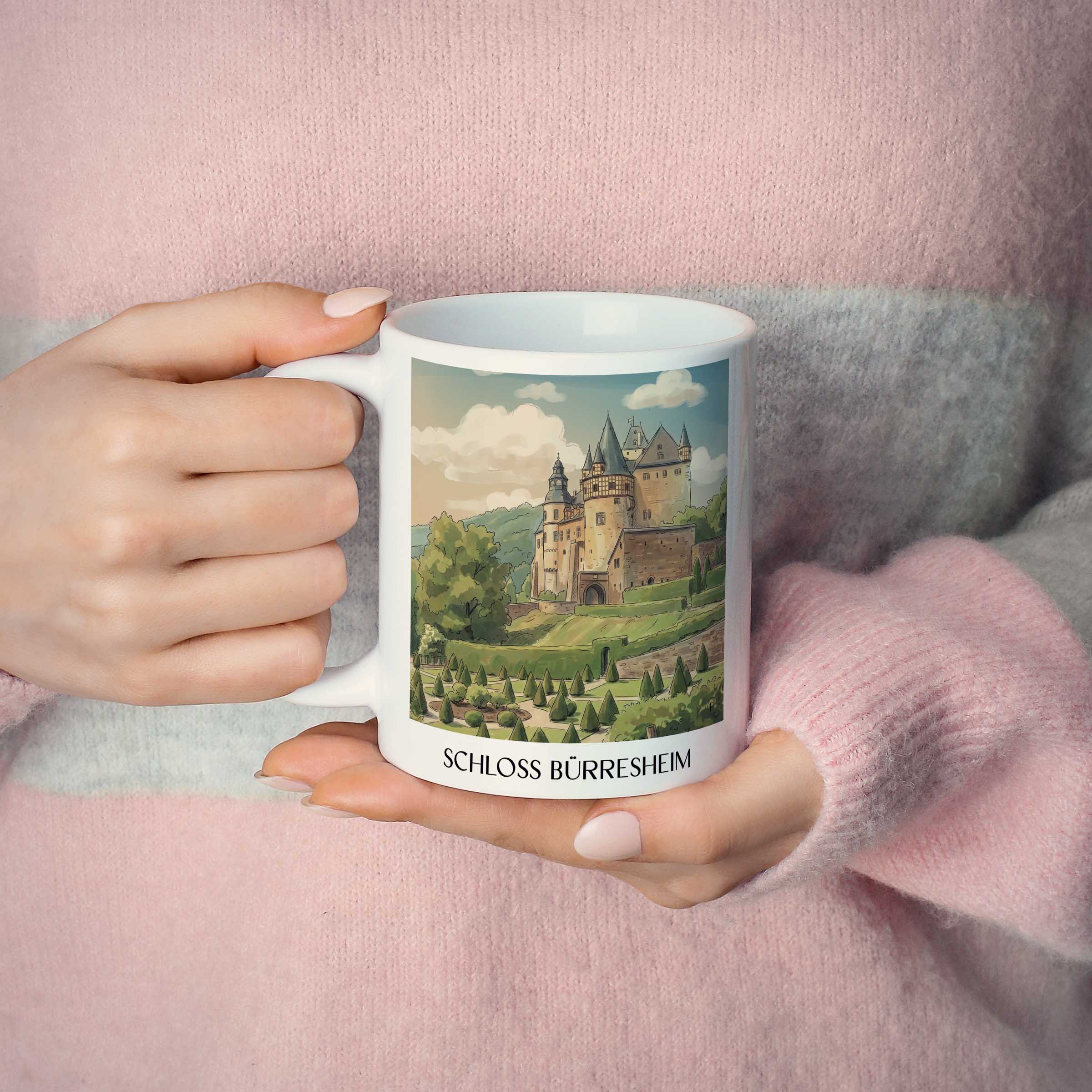schloss-bürresheim-eifel-deutschland-kaffeebecher-aquarell