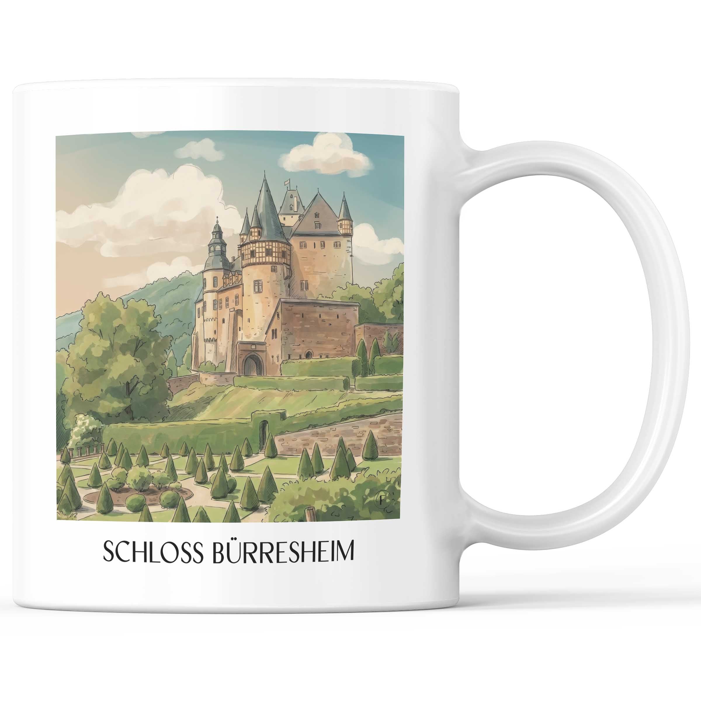 schloss-bürresheim-eifel-deutschland-kaffeebecher-aquarell