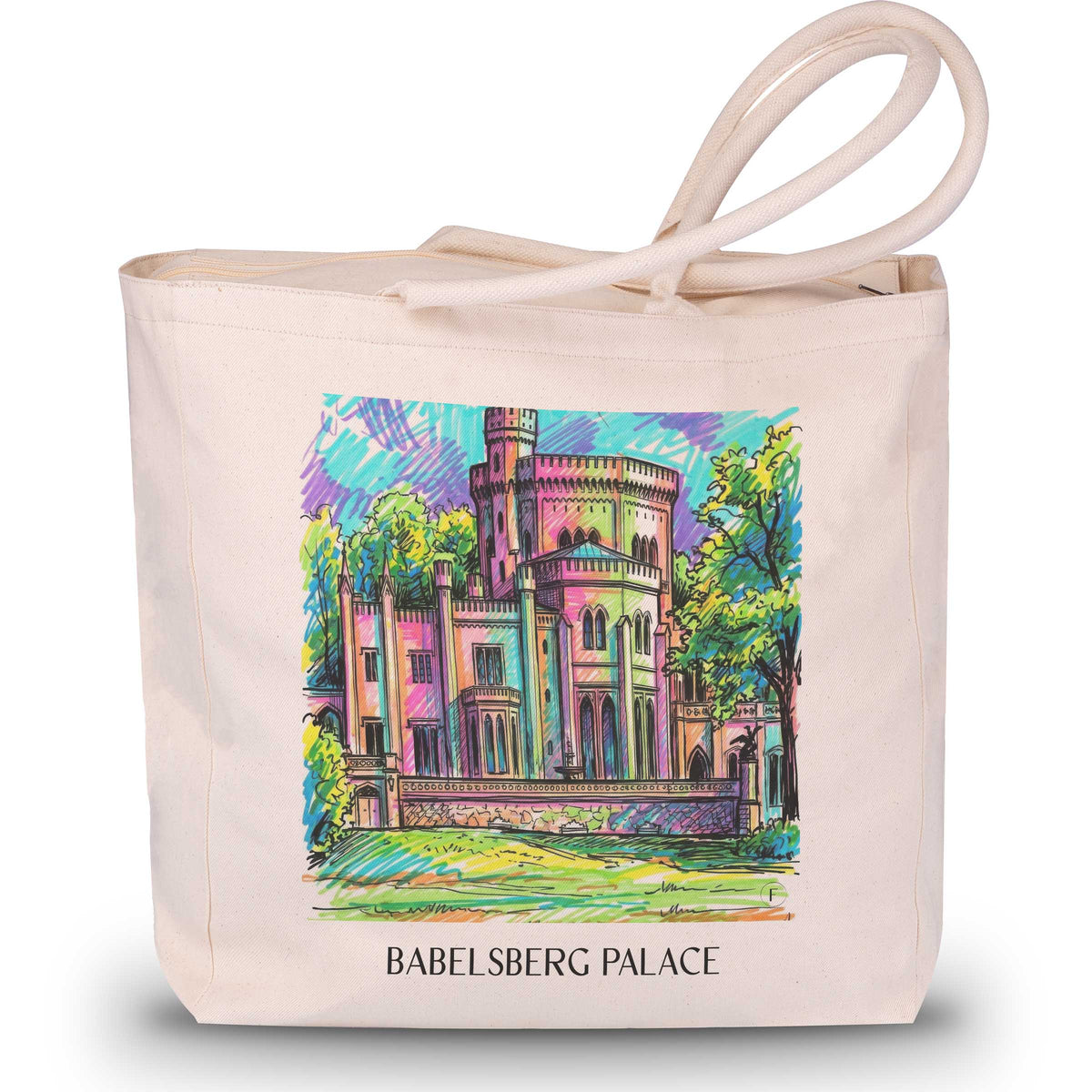 Schloss Babelsberg Shopping Tasche - Potsdam - Deutschland Tote Bag - Einkaufstasche im Tag Graffiti Stil - favplace