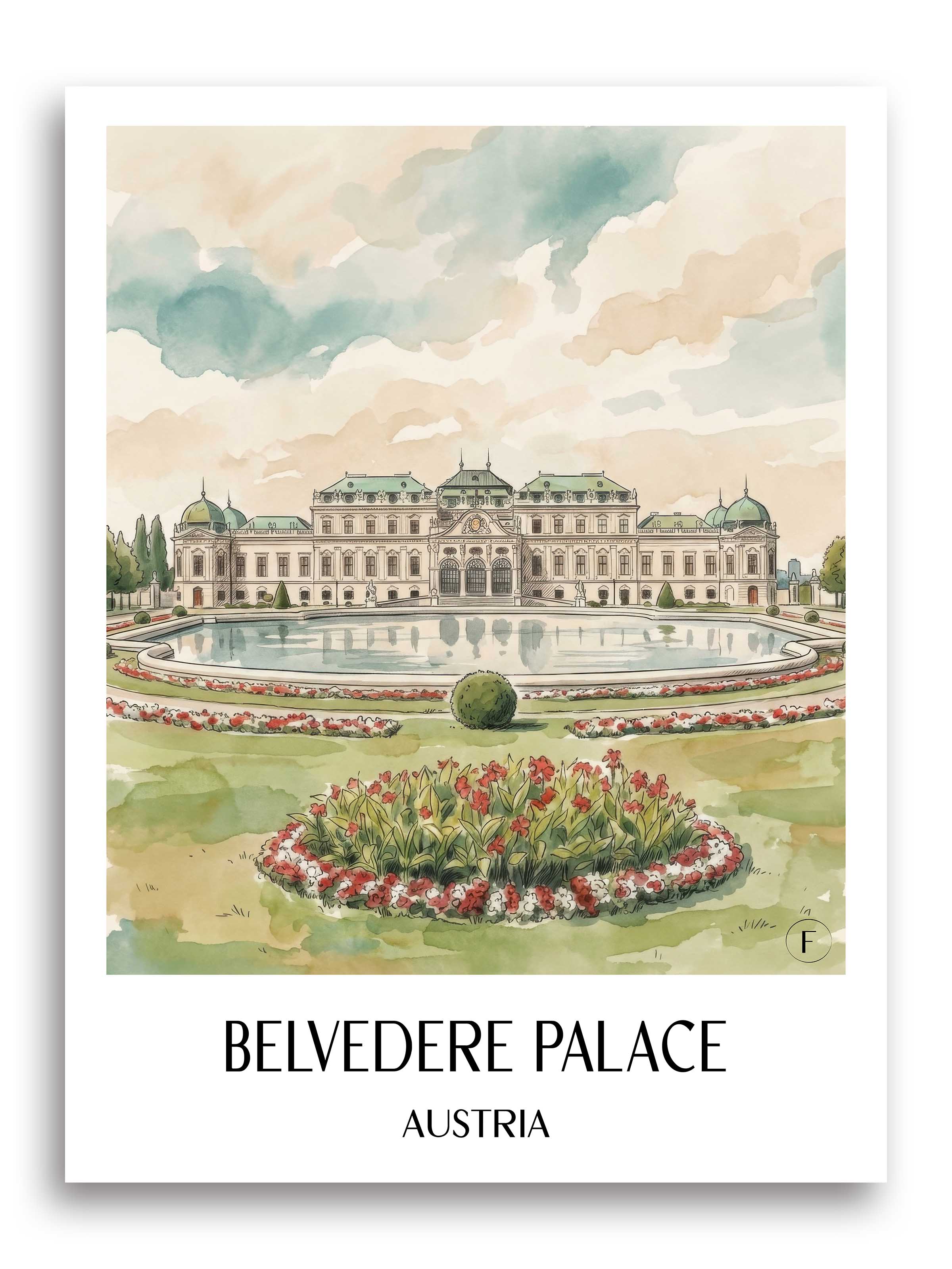 Schloss Belvedere Poster - Wien - Österreich Kunstdruck - Aquarell von A4 bis A1 - favplace