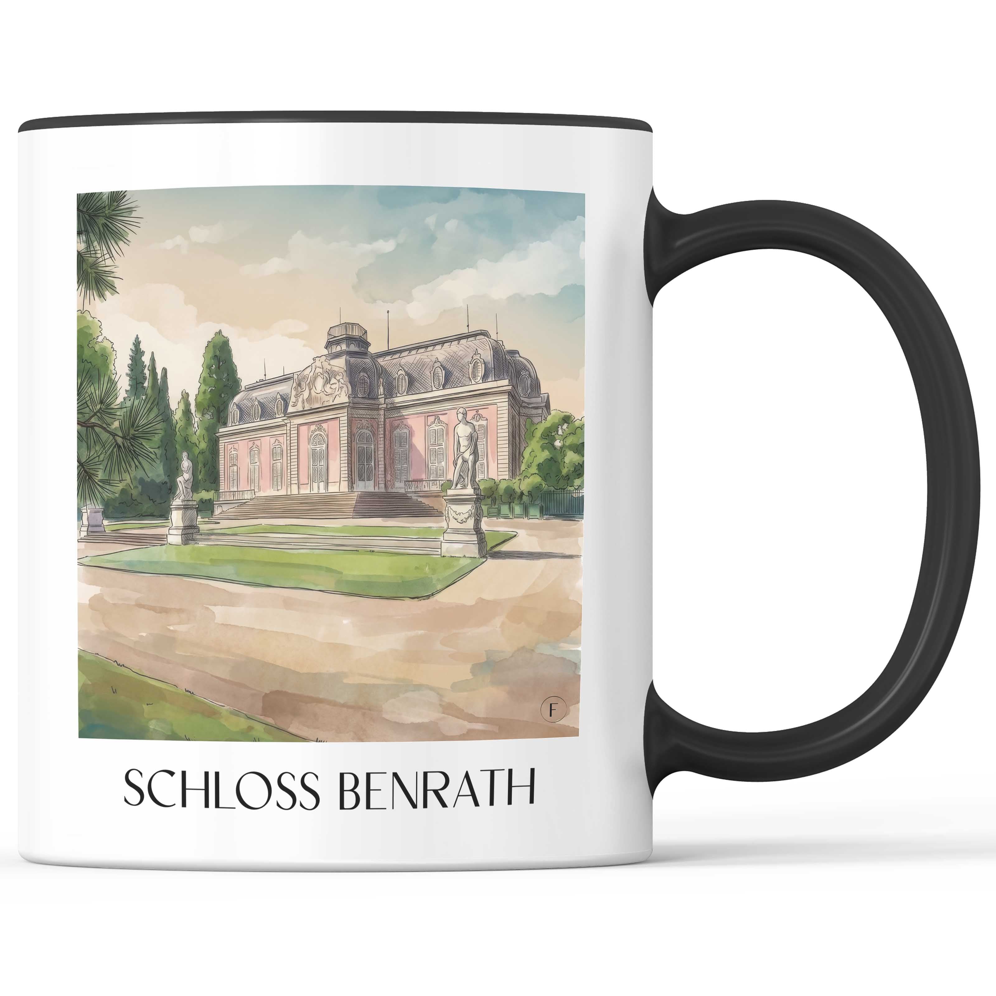 schloss-benrath-düsseldorf-deutschland-kaffeebecher-aquarell