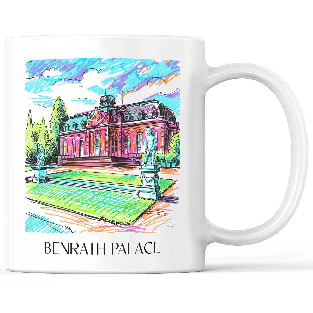 Schloss Benrath Kaffeebecher - Düsseldorf - Deutschland Becher - Kaffeetasse im Tag Graffiti Stil - favplace