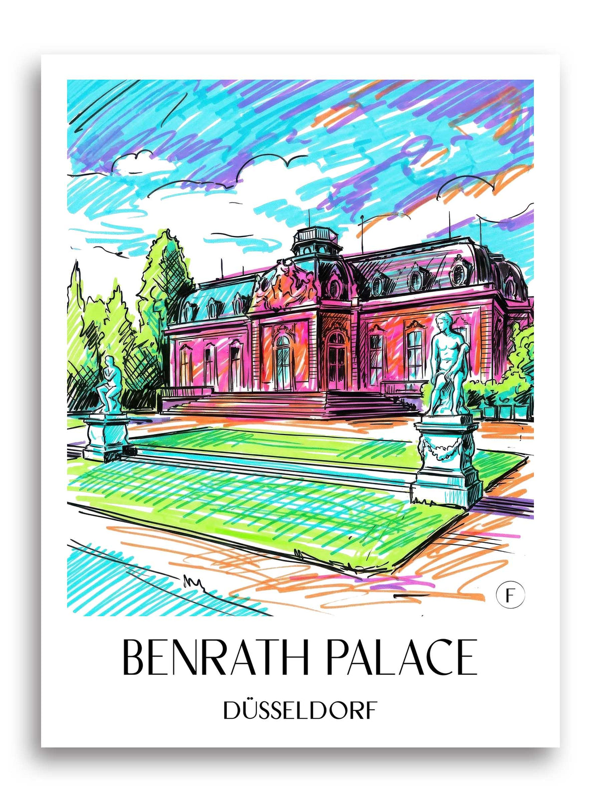 Schloss Benrath Poster - Düsseldorf - Deutschland Kunstdruck - Tag Graffiti von A4 bis A1 - favplace