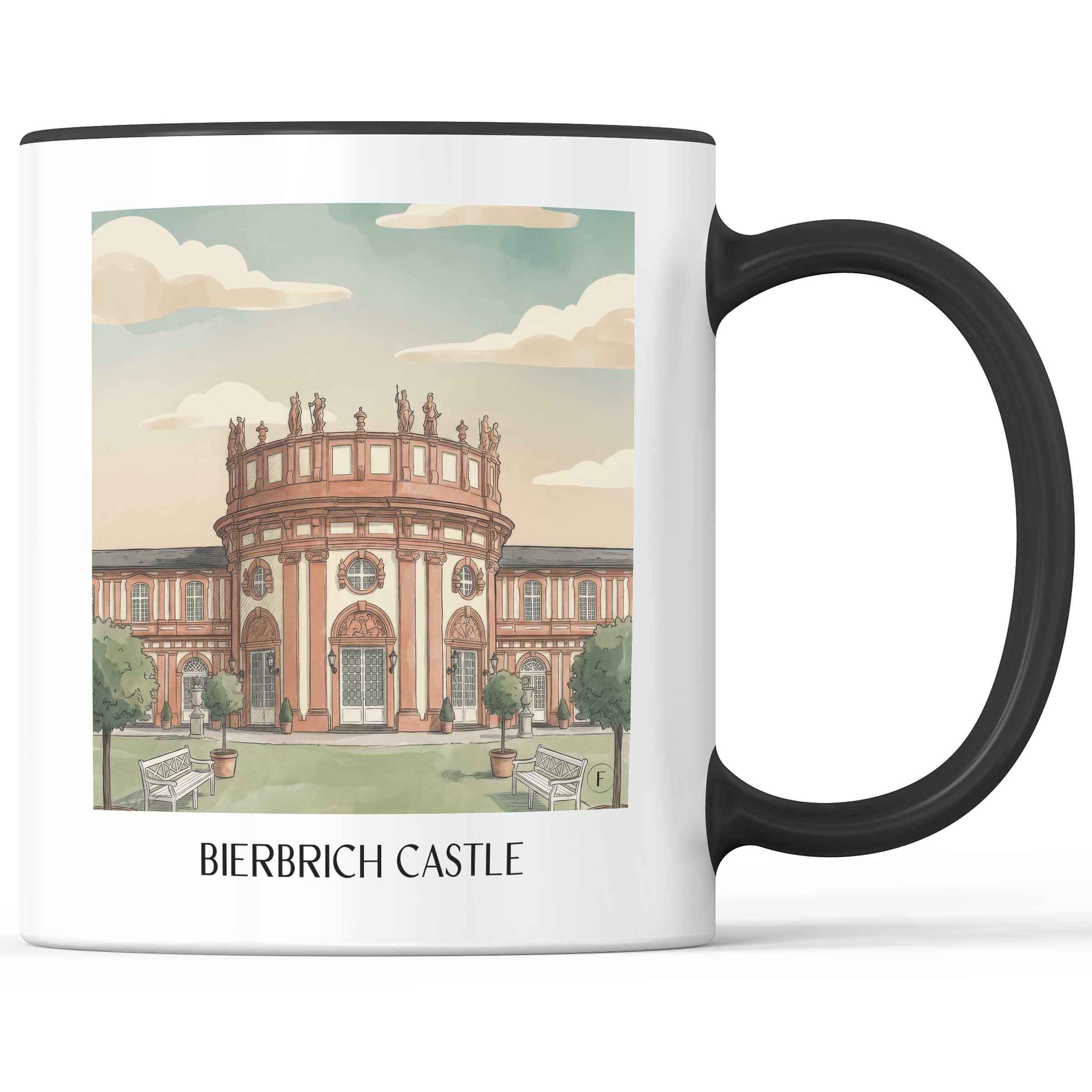 Schloss Bierbrich Kaffeebecher - Wiesbaden - Deutschland Becher - Kaffeetasse im Aquarell Stil - favplace
