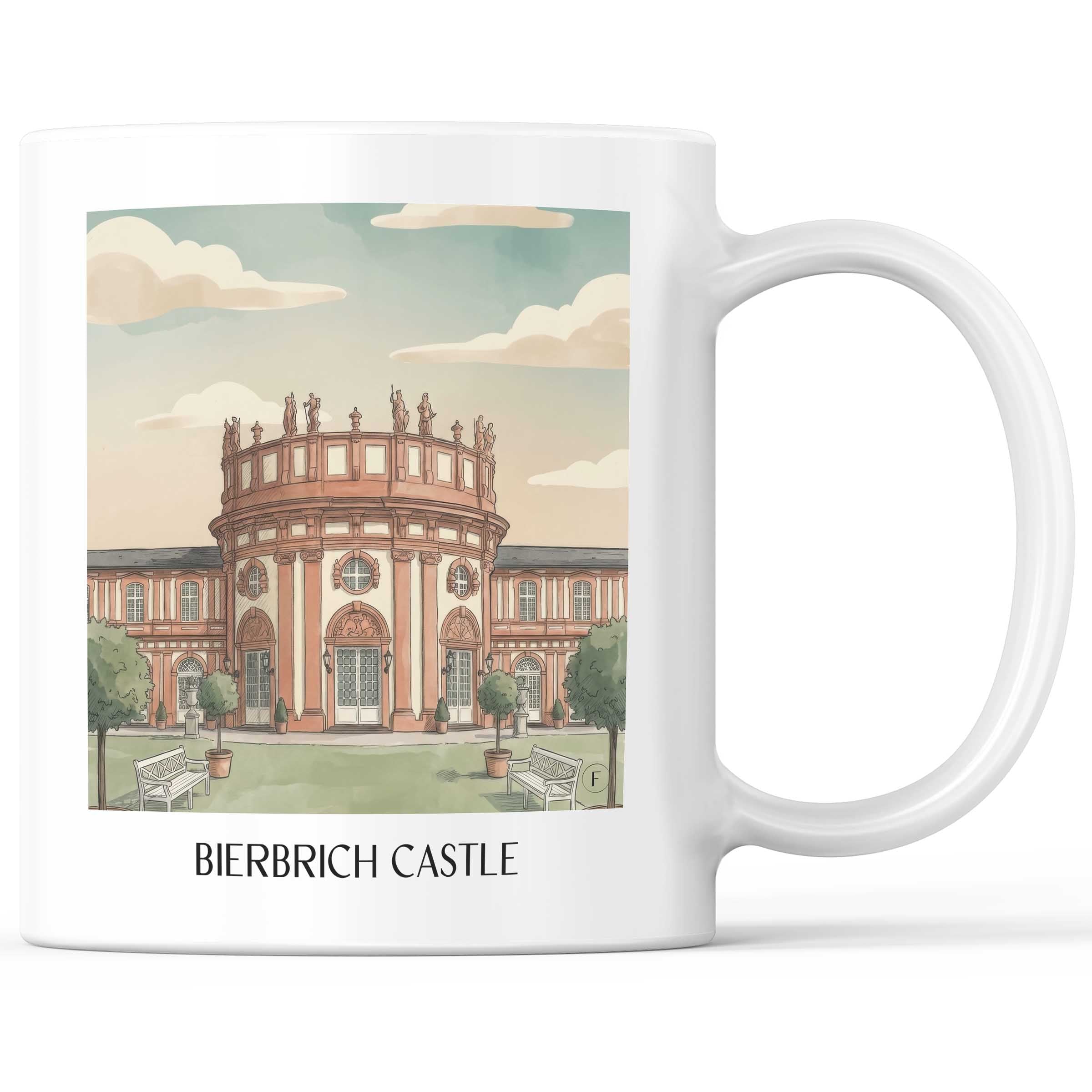 Schloss Bierbrich Kaffeebecher - Wiesbaden - Deutschland Becher - Kaffeetasse im Aquarell Stil - favplace