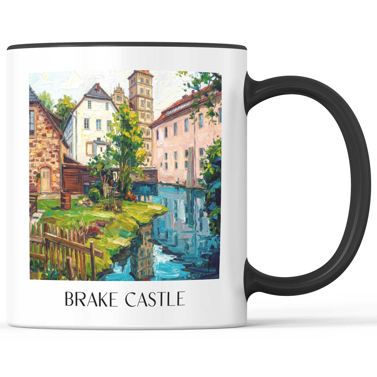 Schloss Brake Kaffeebecher - Lemgo - Deutschland Becher - Kaffeetasse im Ölgemälde Stil - favplace