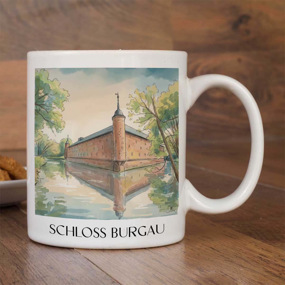 schloss-burgau-düren-deutschland-kaffeebecher-aquarell