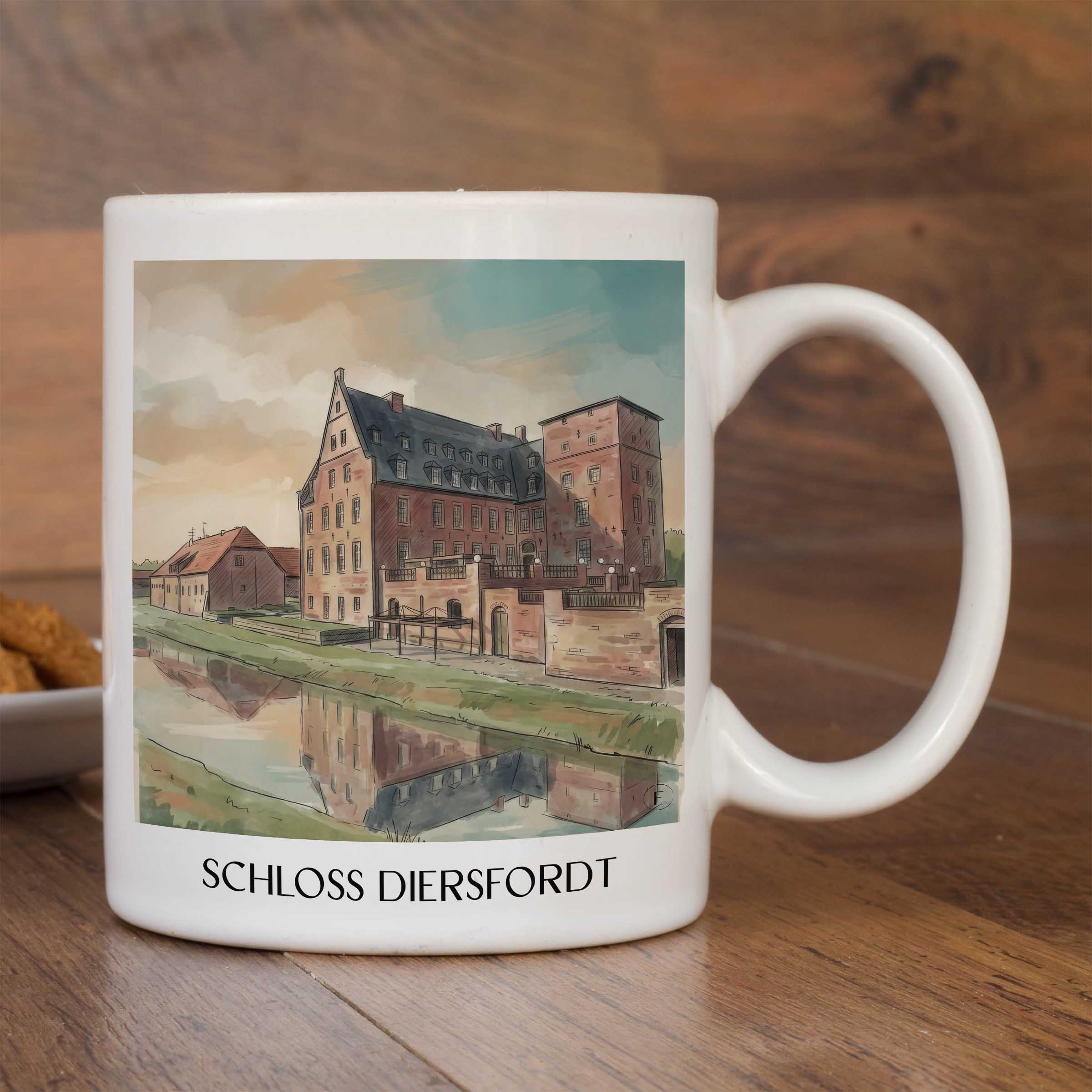 schloss-diersfordt-wesel-deutschland-kaffeebecher-aquarell