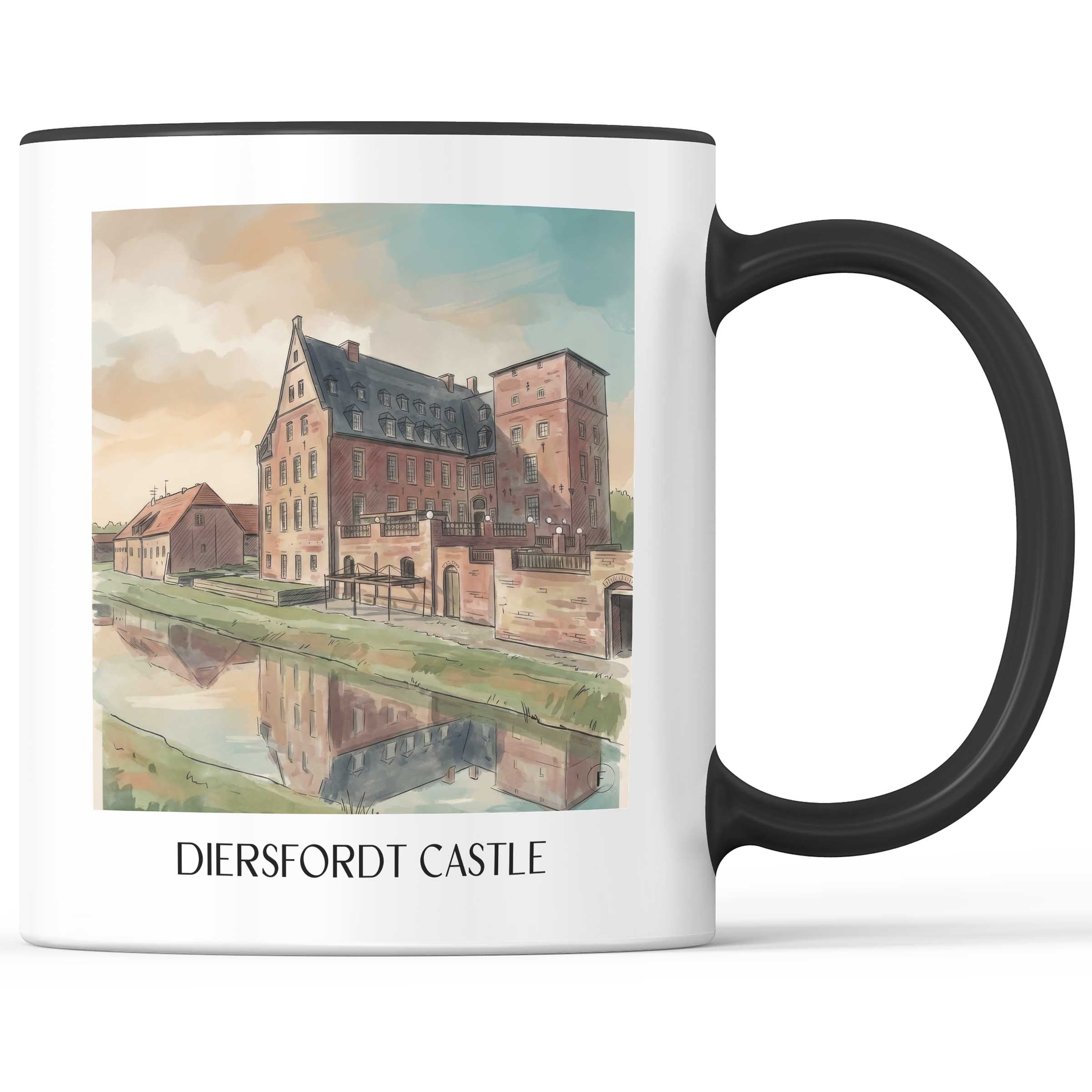 Schloss Diersfordt Kaffeebecher - Wesel - Deutschland Becher - Kaffeetasse im Aquarell Stil - favplace