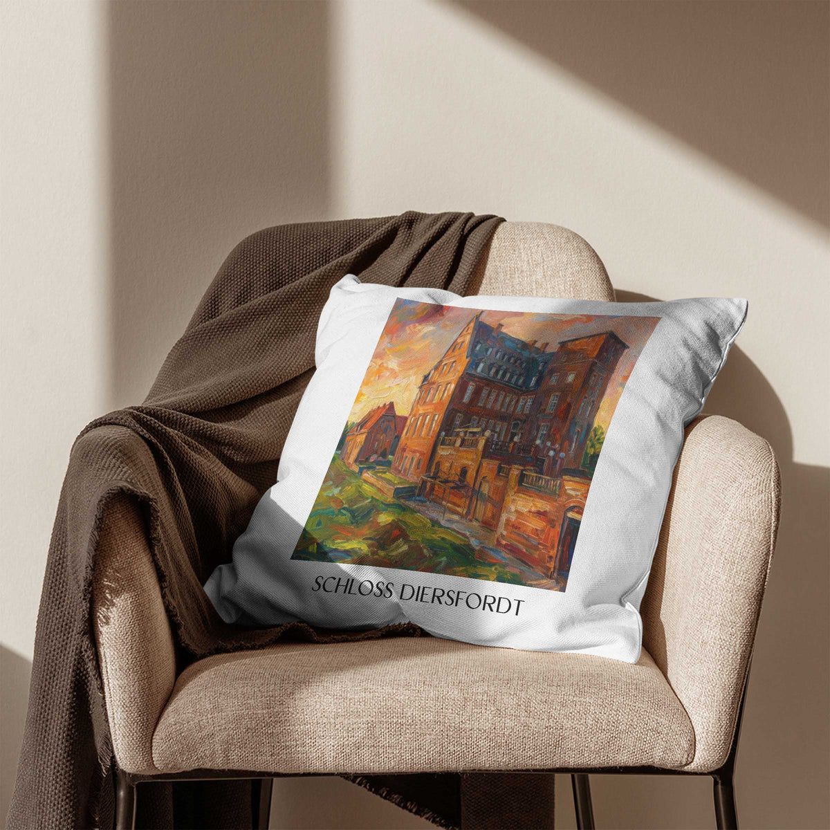 schloss-diersfordt-wesel-deutschland-kissenbezug-oil-painting-oelgemaelde