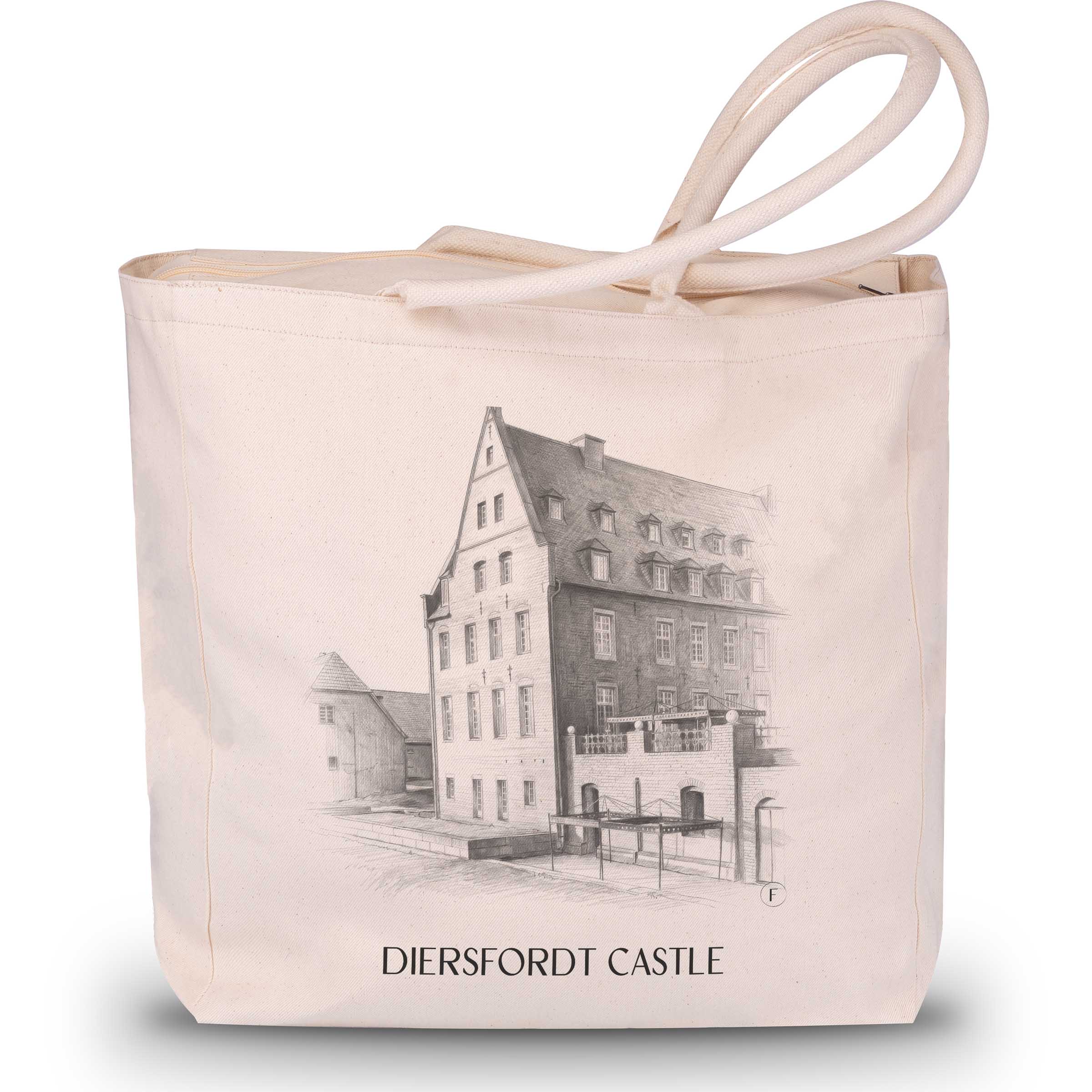 Diersfordt Castle Shopping Bag - Wesel - Germany Tote Bag - Drawing Style Shopping Bag