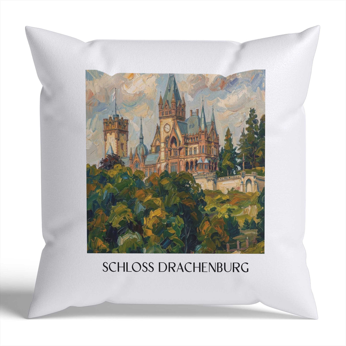 schloss-drachenburg-königswinter-deutschland-kissenbezug-oil-painting-oelgemaelde