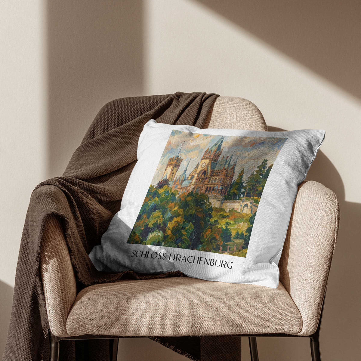 schloss-drachenburg-königswinter-deutschland-kissenbezug-oil-painting-oelgemaelde
