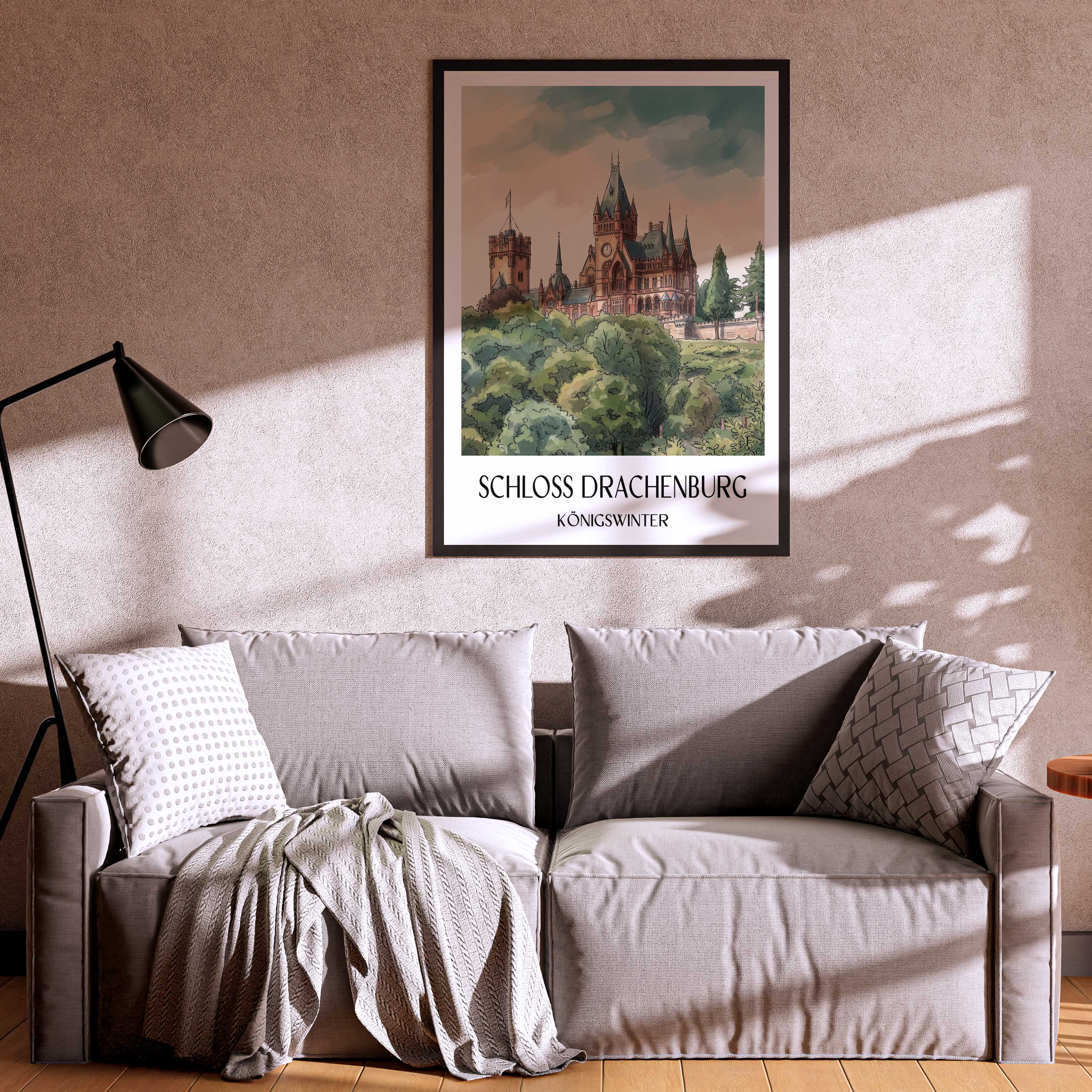 schloss-drachenburg-königswinter-deutschland-poster-aquarell