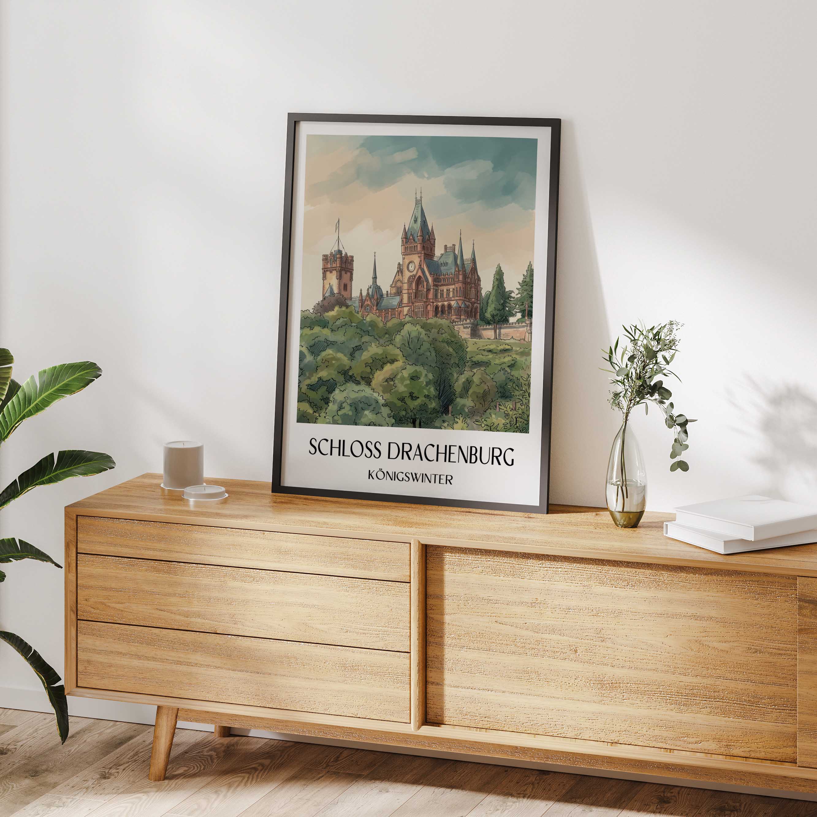 schloss-drachenburg-königswinter-deutschland-poster-aquarell