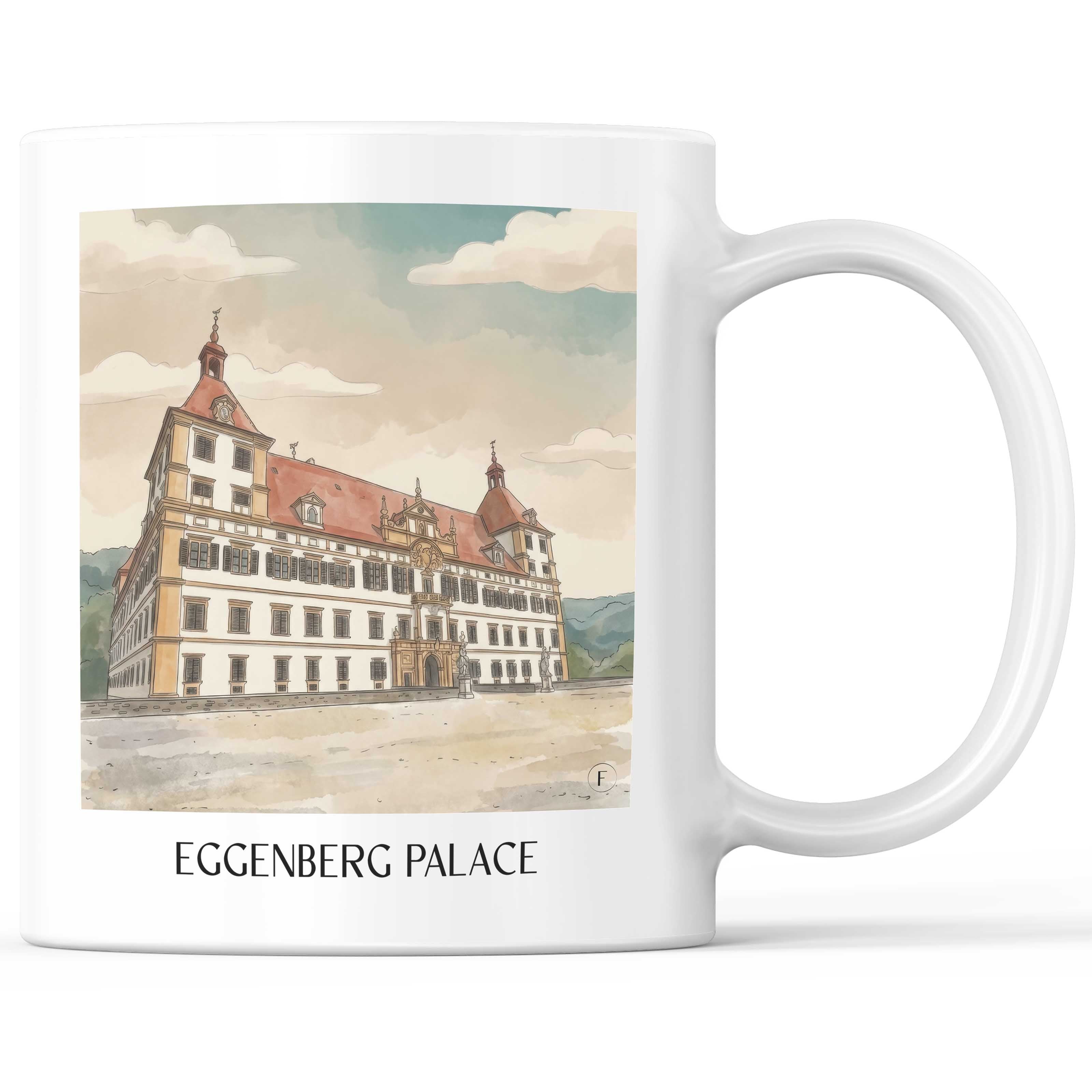 Schloss Eggenberg Kaffeebecher - Graz - Österreich Becher - Kaffeetasse im Aquarell Stil - favplace
