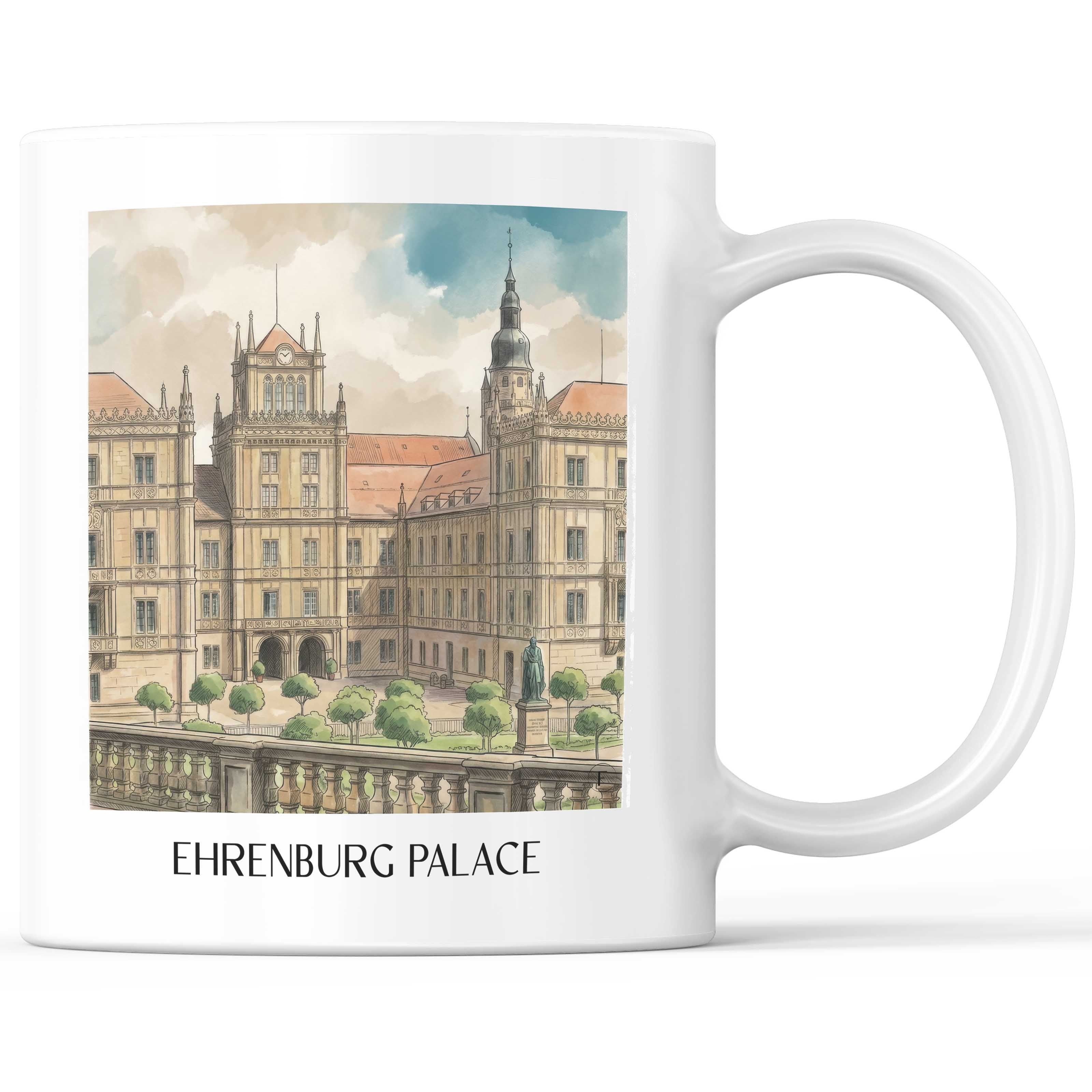 Schloss Ehrenburg Kaffeebecher - Coburg - Deutschland Becher - Kaffeetasse im Aquarell Stil - favplace