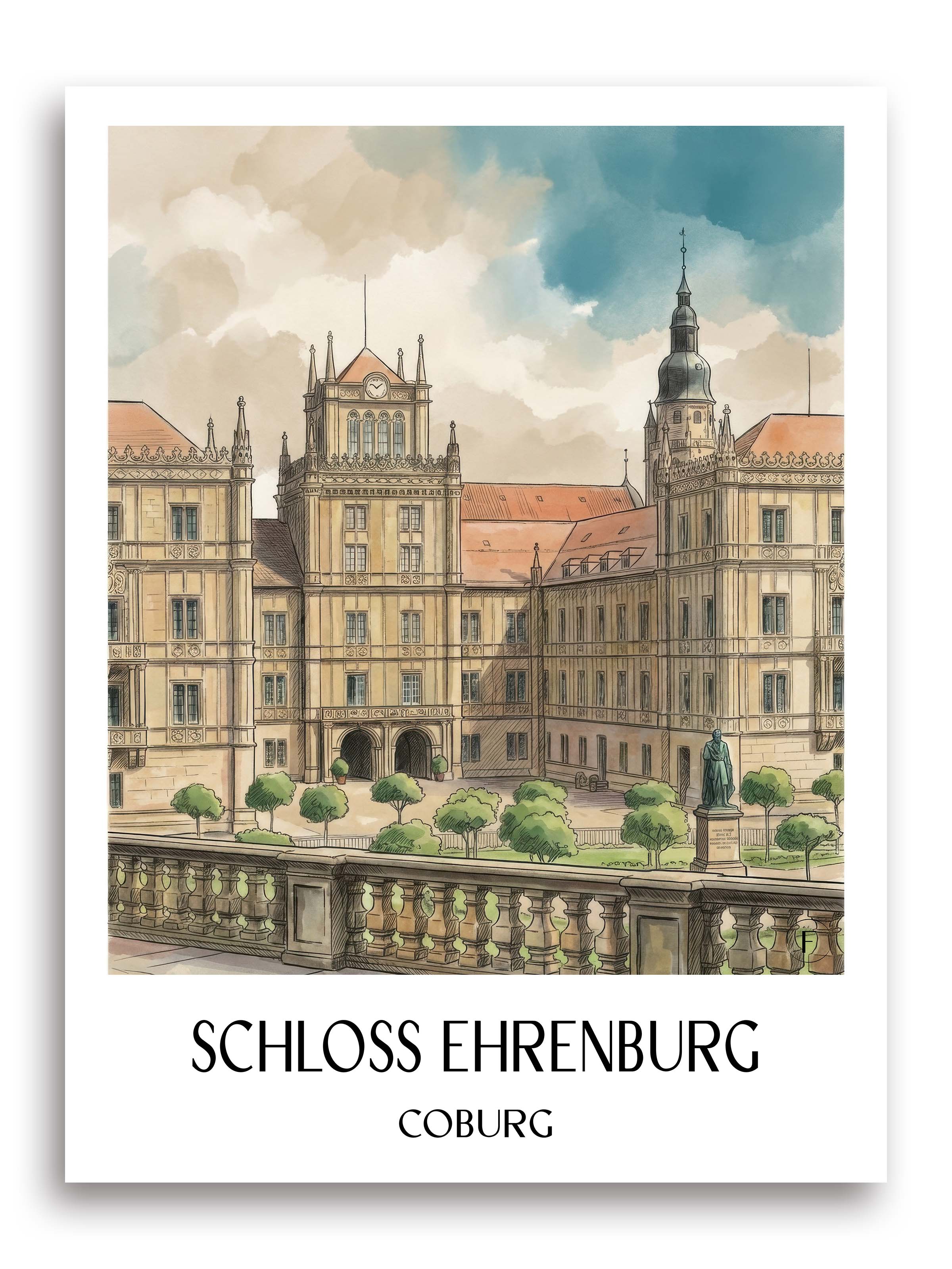 schloss-ehrenburg-coburg-deutschland-poster-aquarell