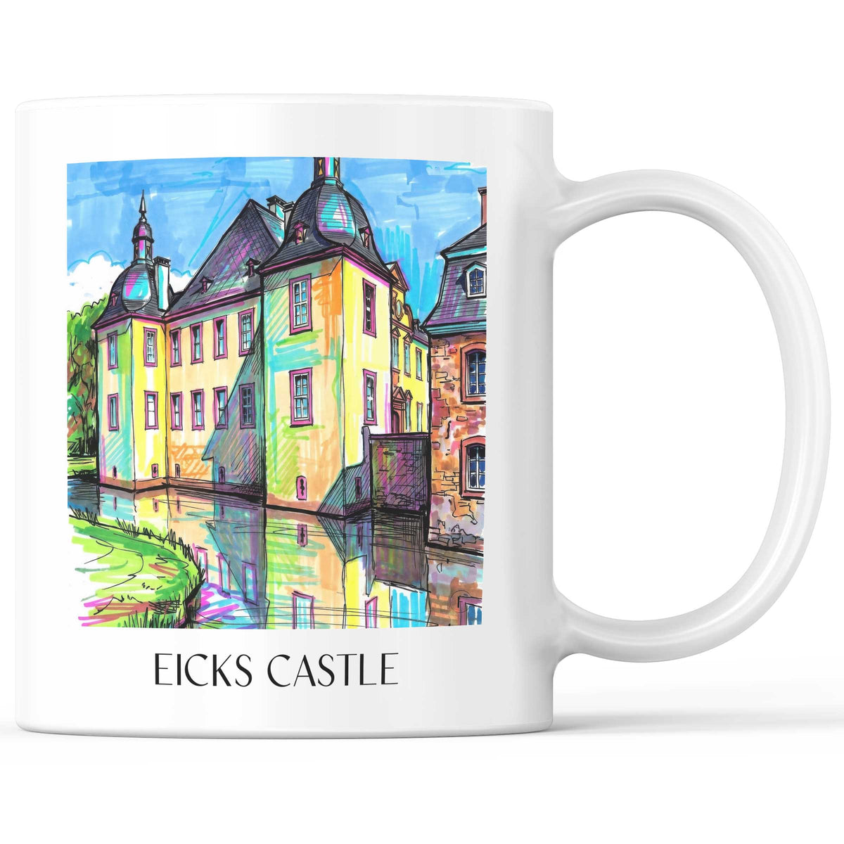 Schloss Eicks Kaffeebecher - Eifel - Deutschland Becher - Kaffeetasse im Tag Graffiti Stil - favplace