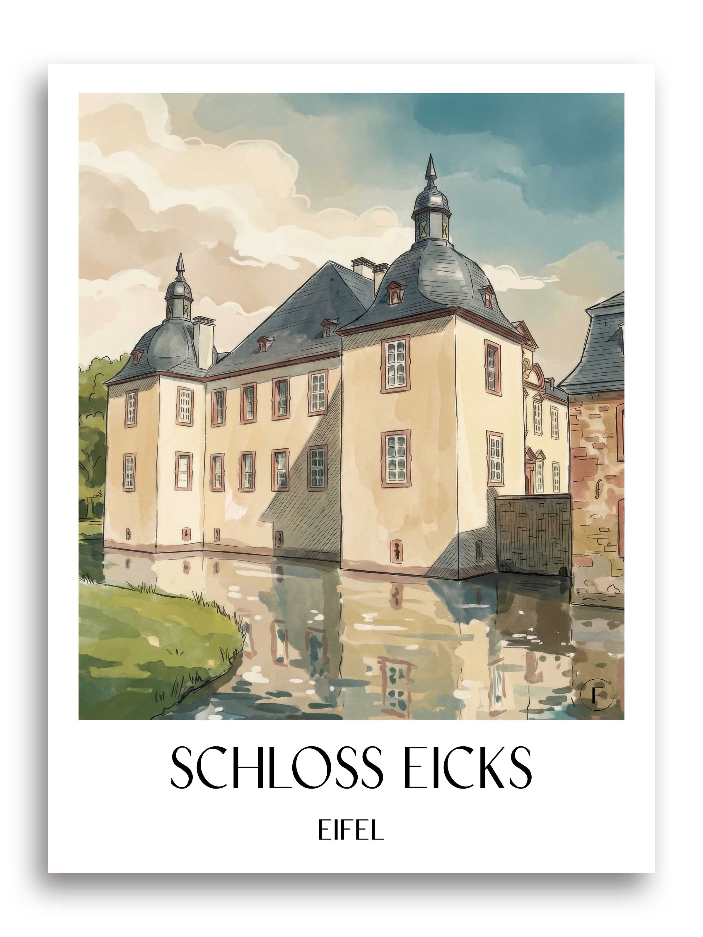 schloss-eicks-eifel-deutschland-poster-aquarell