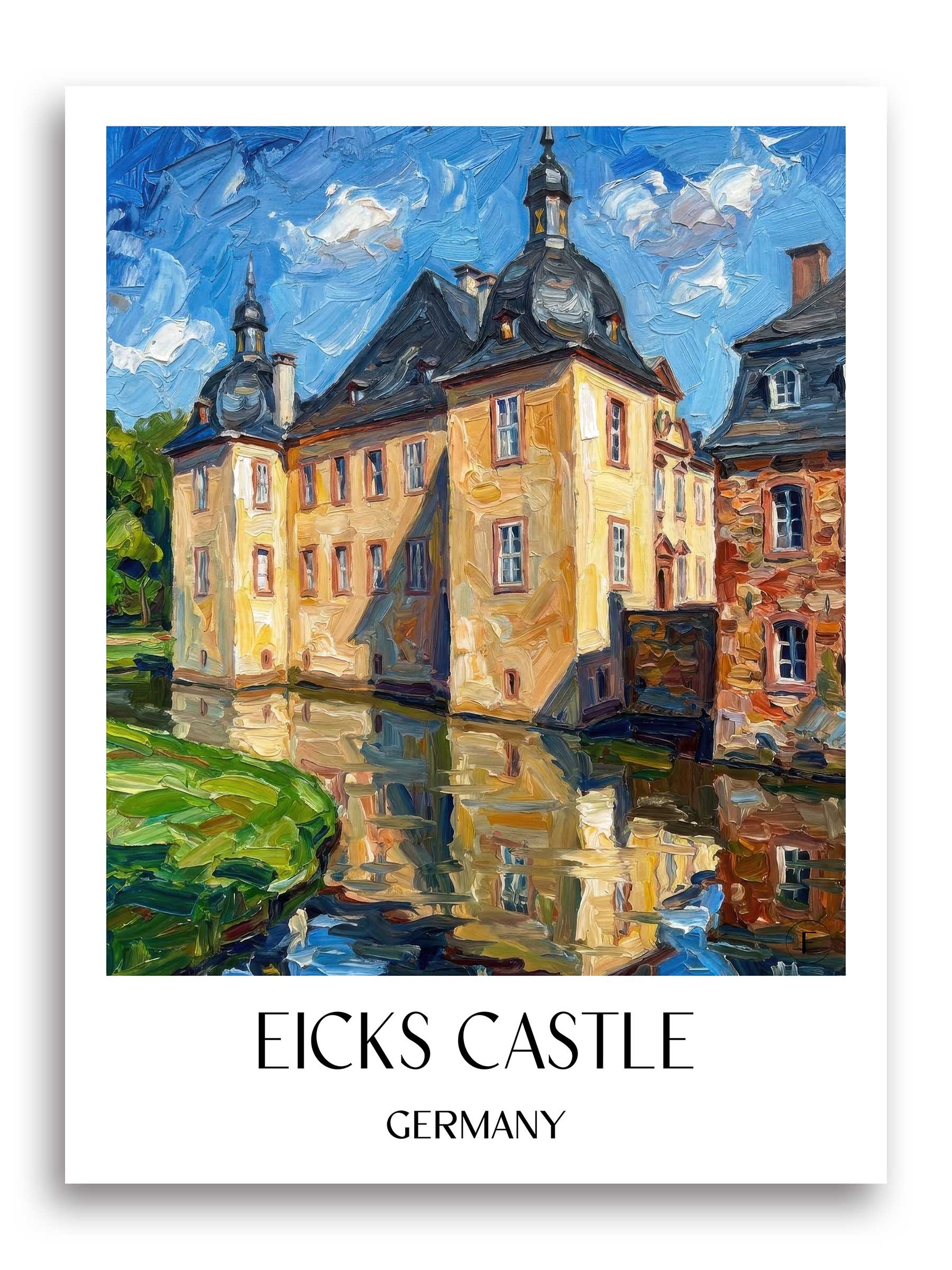 Schloss Eicks Poster - Eifel - Deutschland Kunstdruck - Ölgemälde von A4 bis A1 - favplace