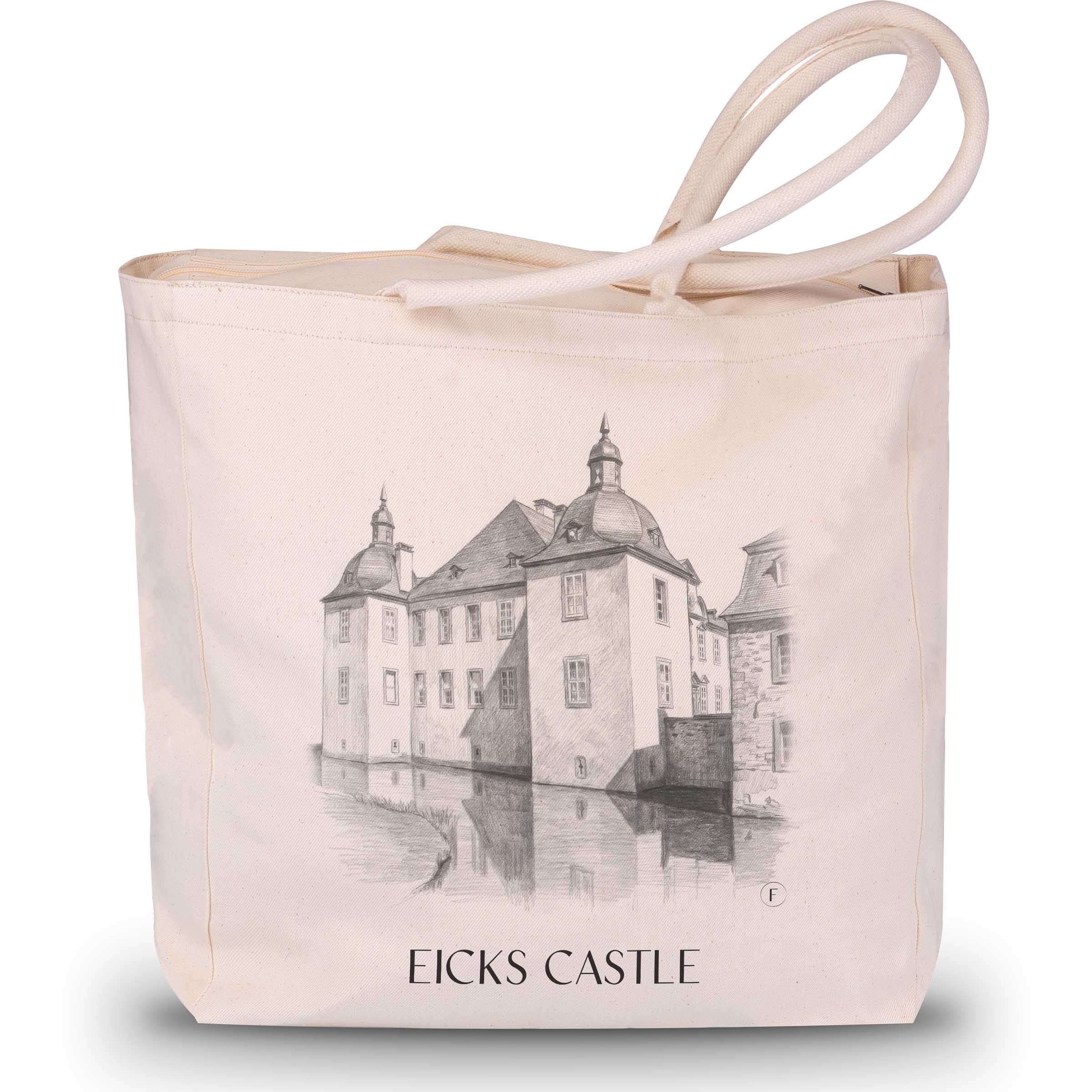 Eicks Castle Shopping Bag - Eifel - Germany Tote Bag - Drawing Style Shopping Bag