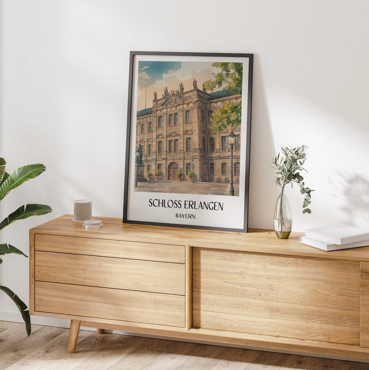 schloss-erlangen-bayern-deutschland-poster-aquarell