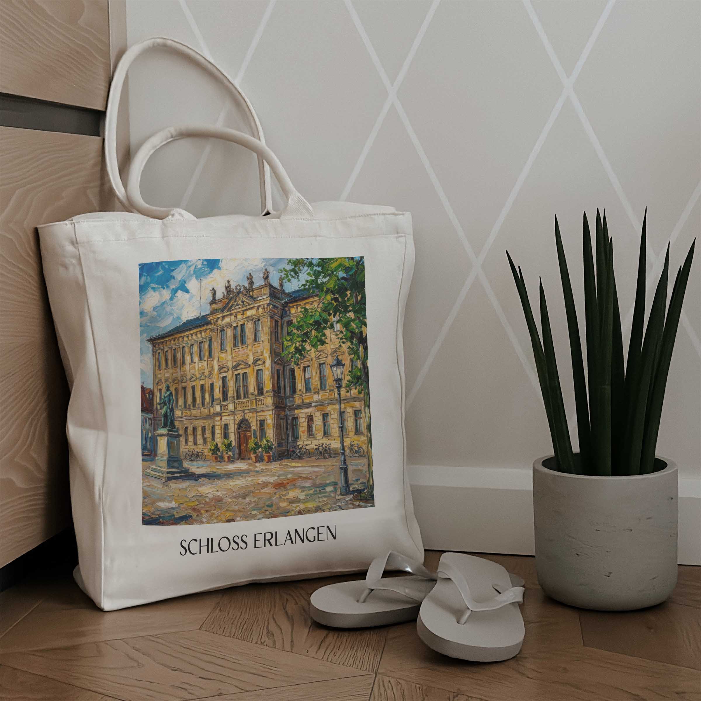 schloss-erlangen-bayern-deutschland-einkaufstasche-oil-painting-oelgemaelde