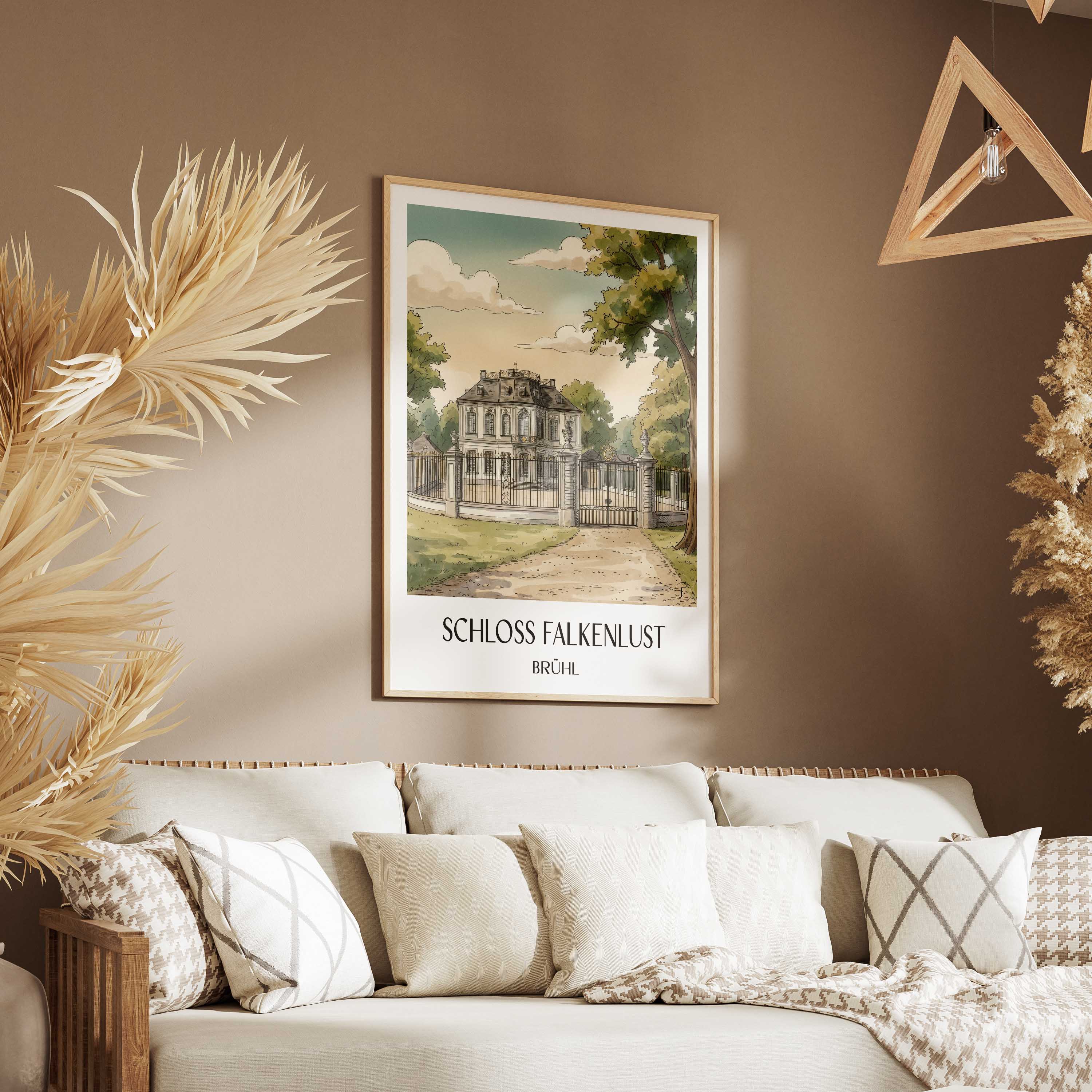 schloss-falkenlust-brühl-deutschland-poster-aquarell