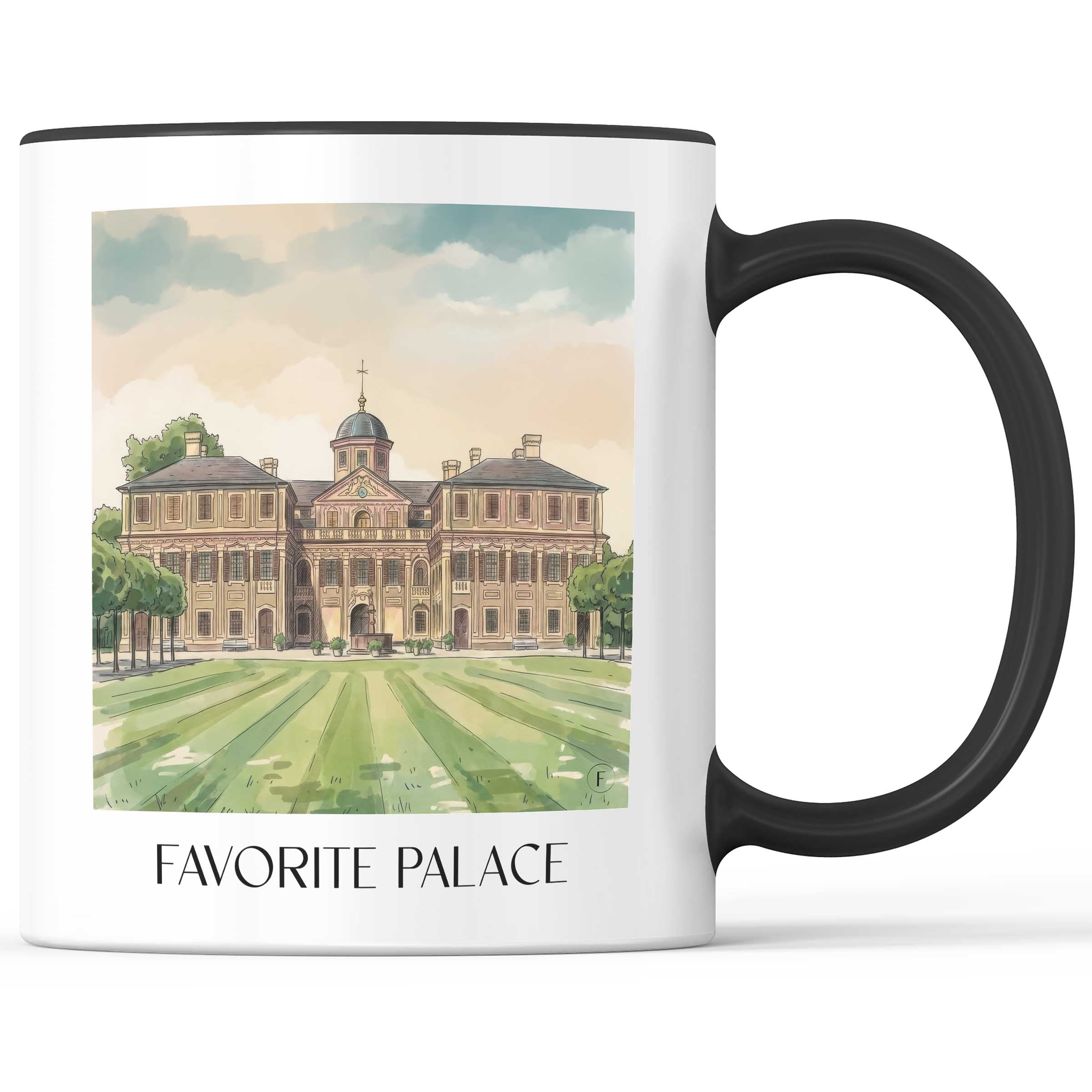 Schloss Favorite Kaffeebecher - Rastatt - Deutschland Becher - Kaffeetasse im Aquarell Stil - favplace