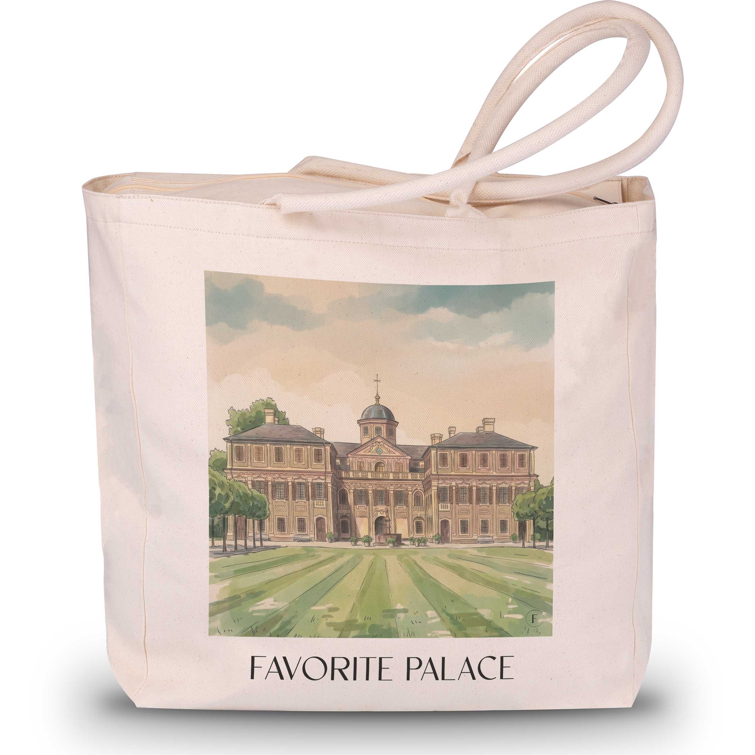Schloss Favorite Shopping Tasche - Rastatt - Deutschland Tote Bag - Einkaufstasche im Aquarell Stil - favplace