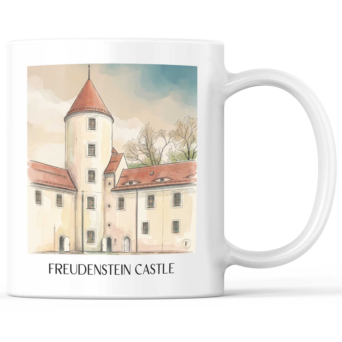 Schloss Freudenstein Kaffeebecher - Freiberg - Deutschland Becher - Kaffeetasse im Aquarell Stil - favplace
