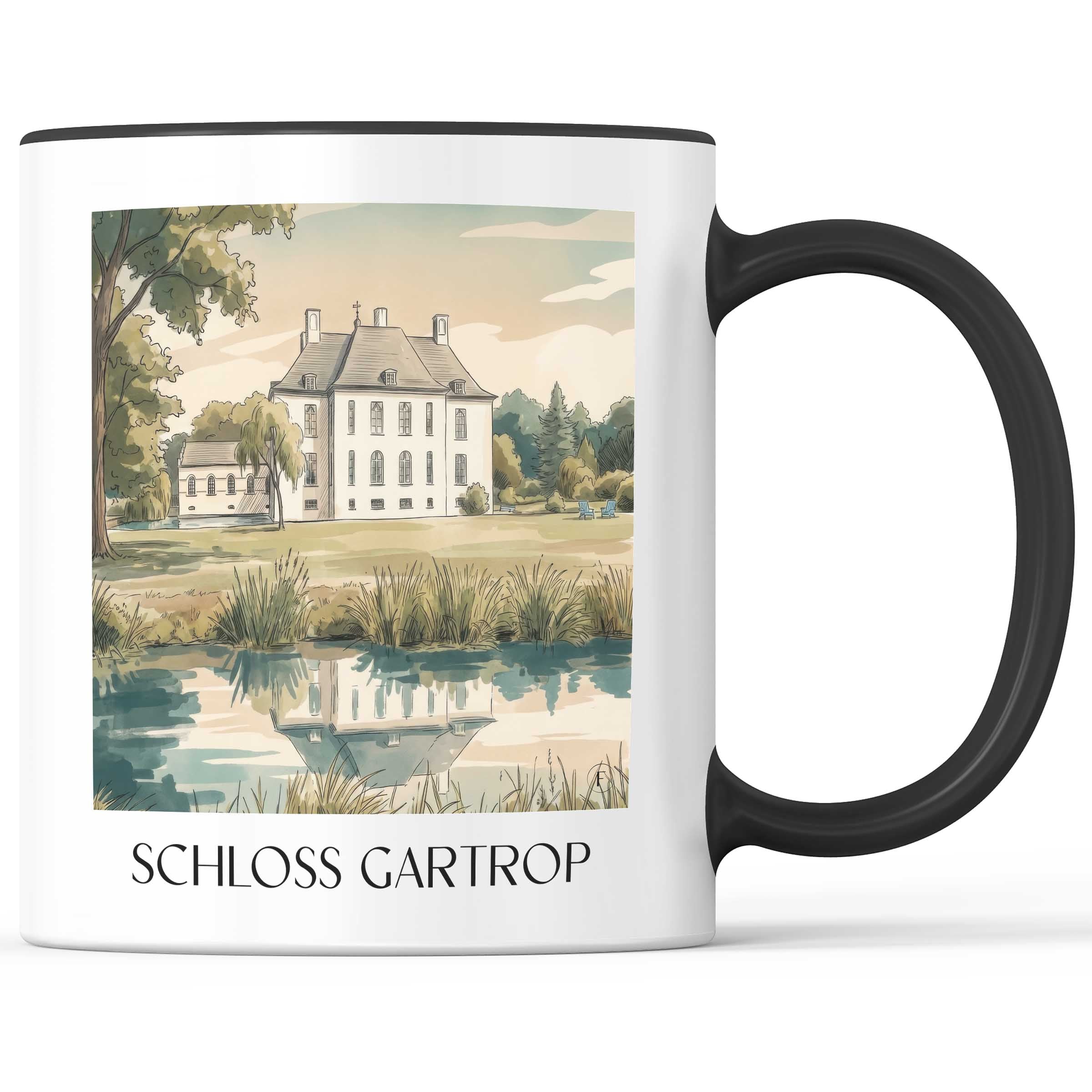 schloss-gartrop-niederrhein-deutschland-kaffeebecher-aquarell