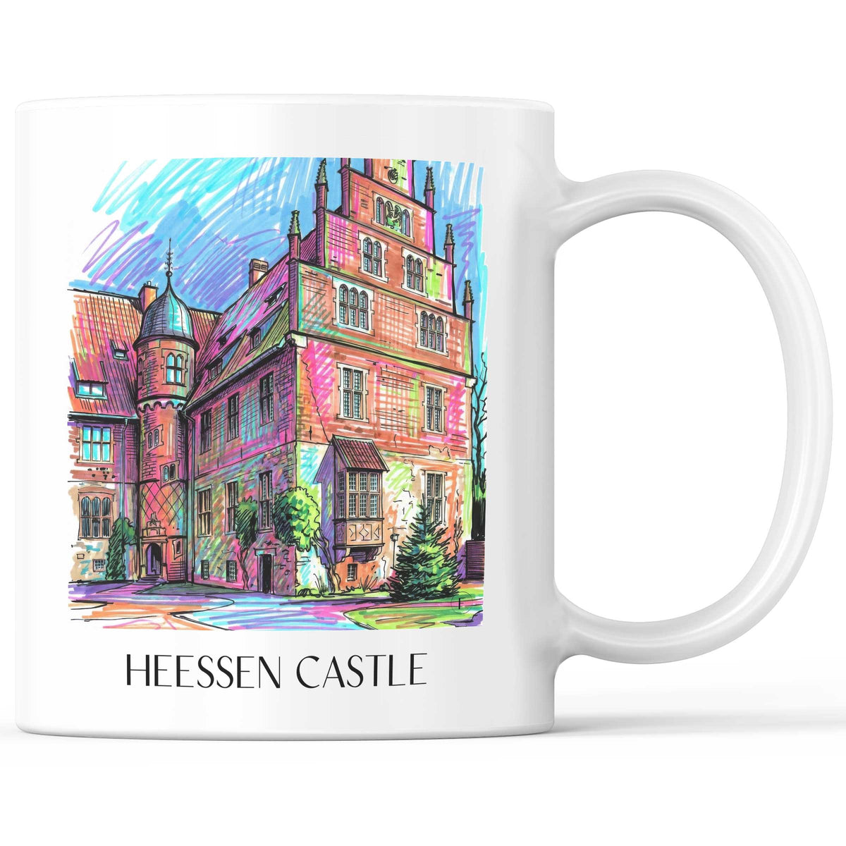 Schloss Heessen Kaffeebecher - Hamm - Deutschland Becher - Kaffeetasse im Tag Graffiti Stil - favplace