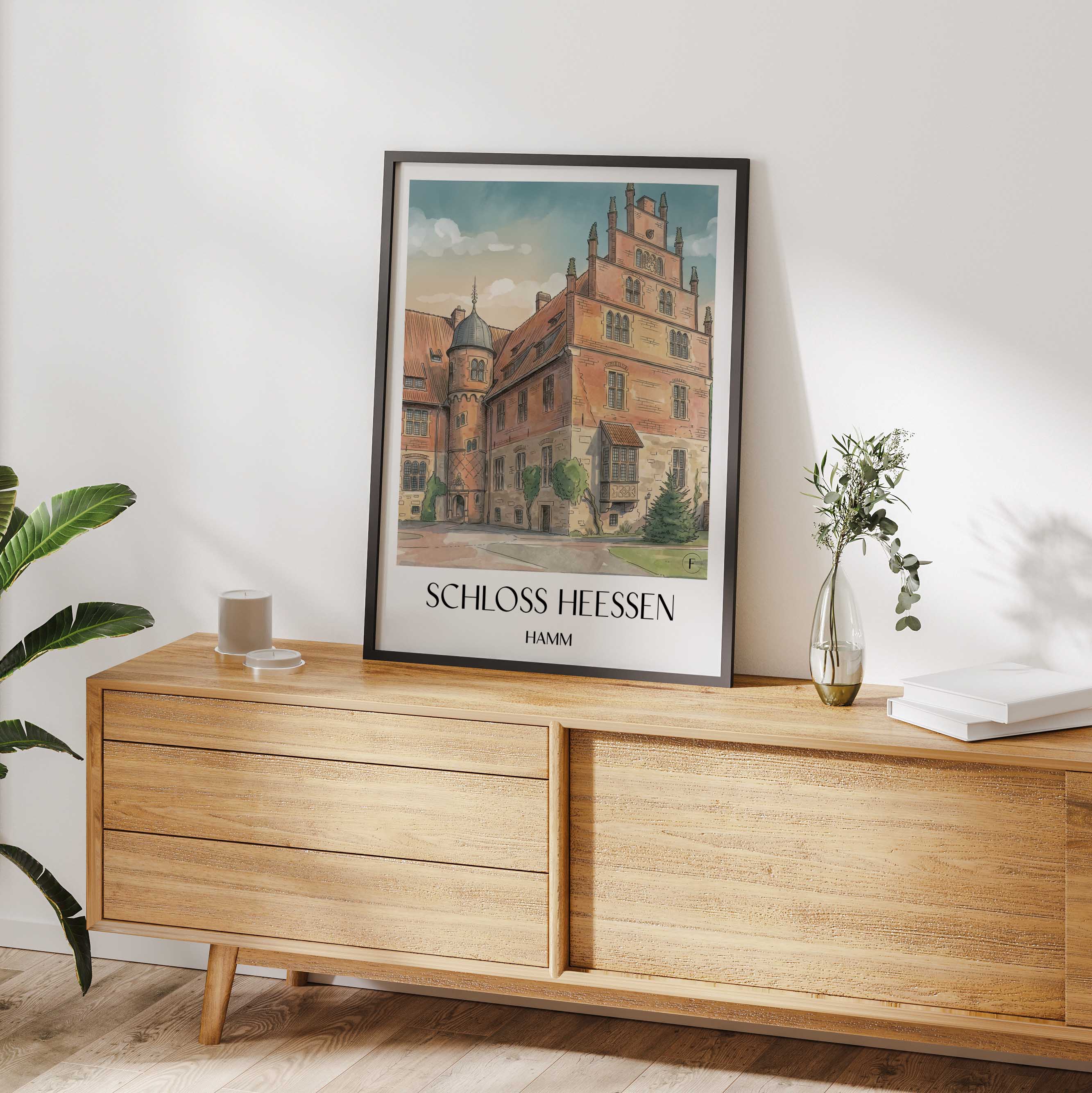 schloss-heessen-hamm-deutschland-poster-aquarell