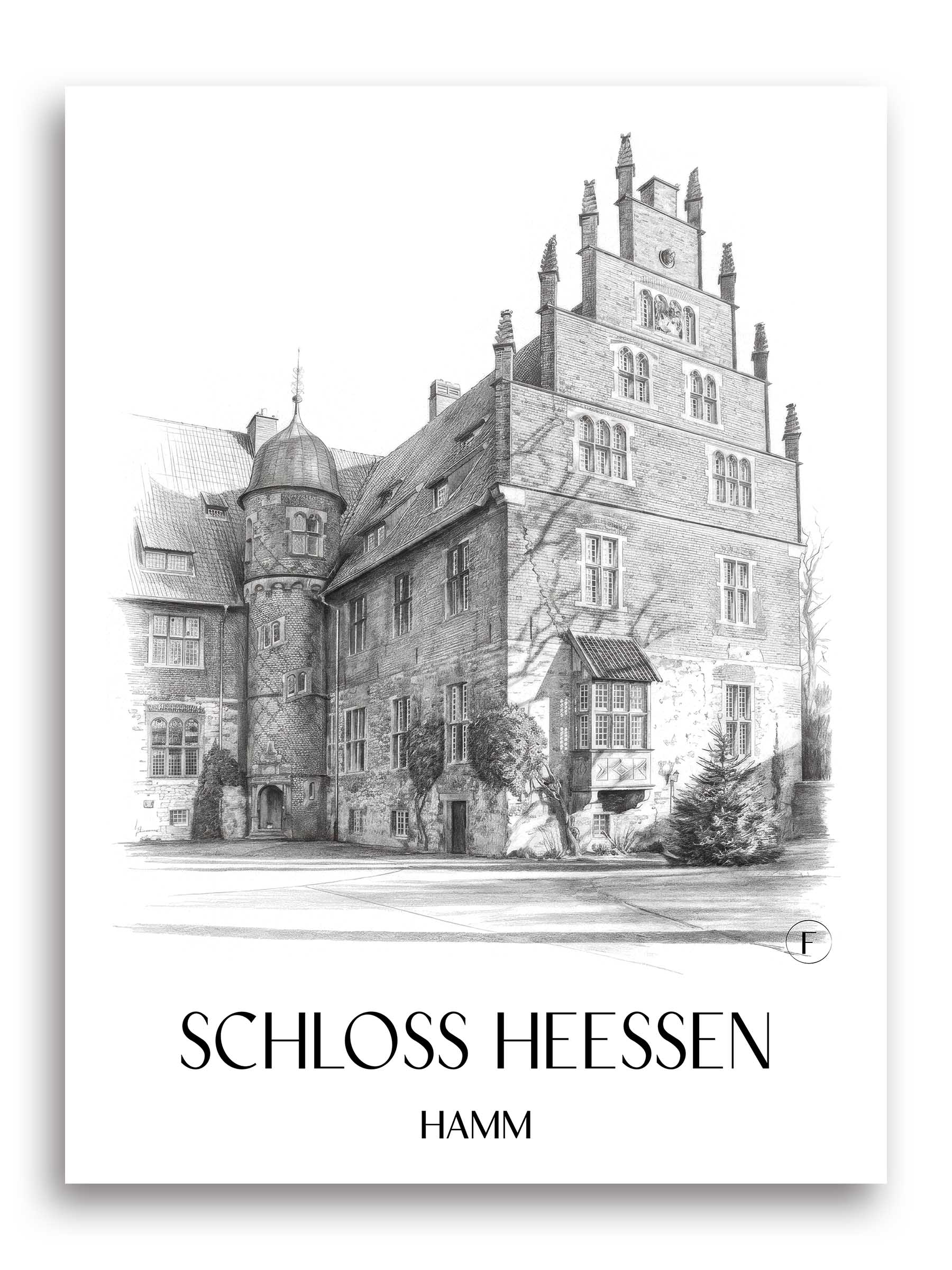 schloss-heessen-hamm-deutschland-poster-bleistift-zeichnung-drawing