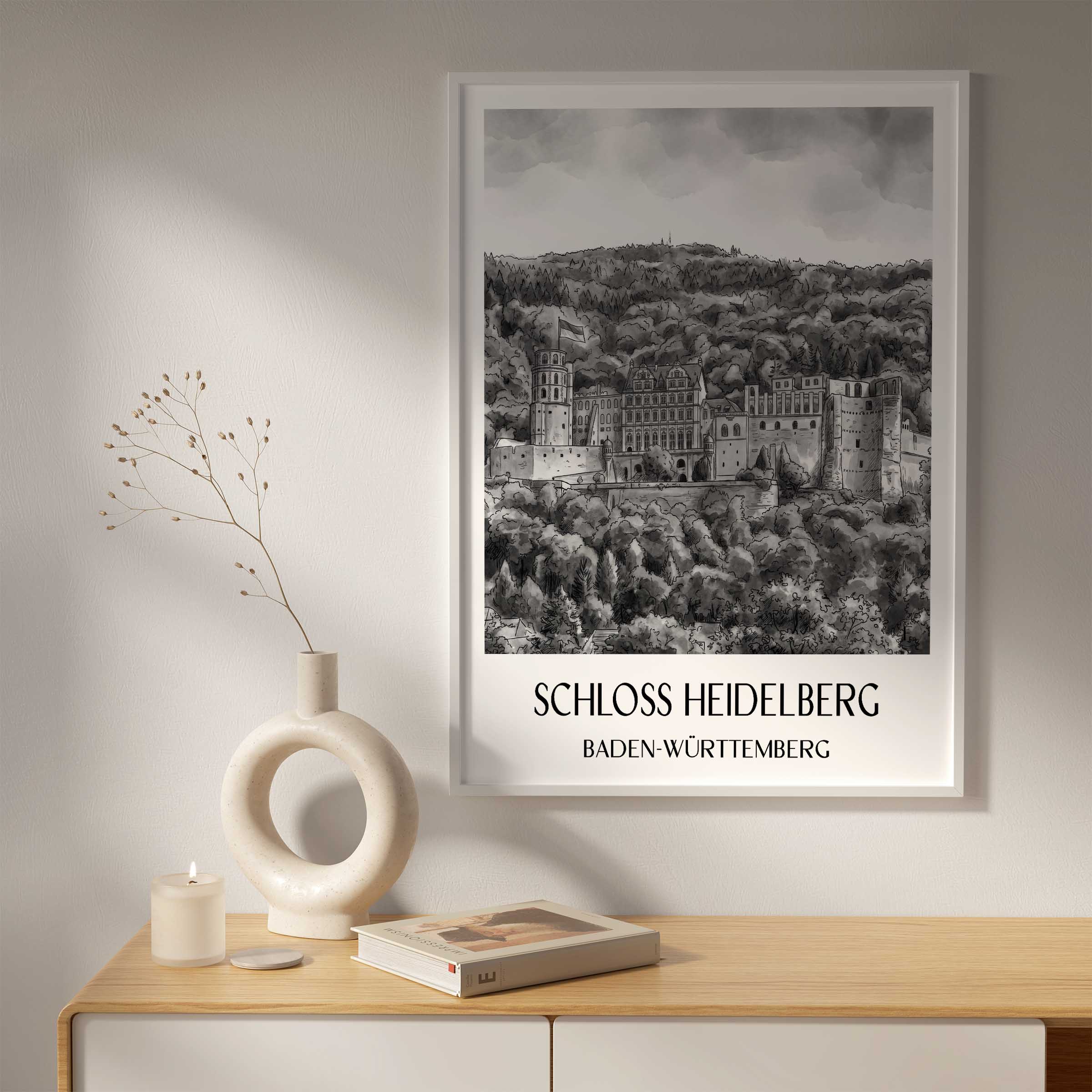 schloss-heidelberg-baden-württemberg-deutschland-poster-aquarell-schwarz-weiss