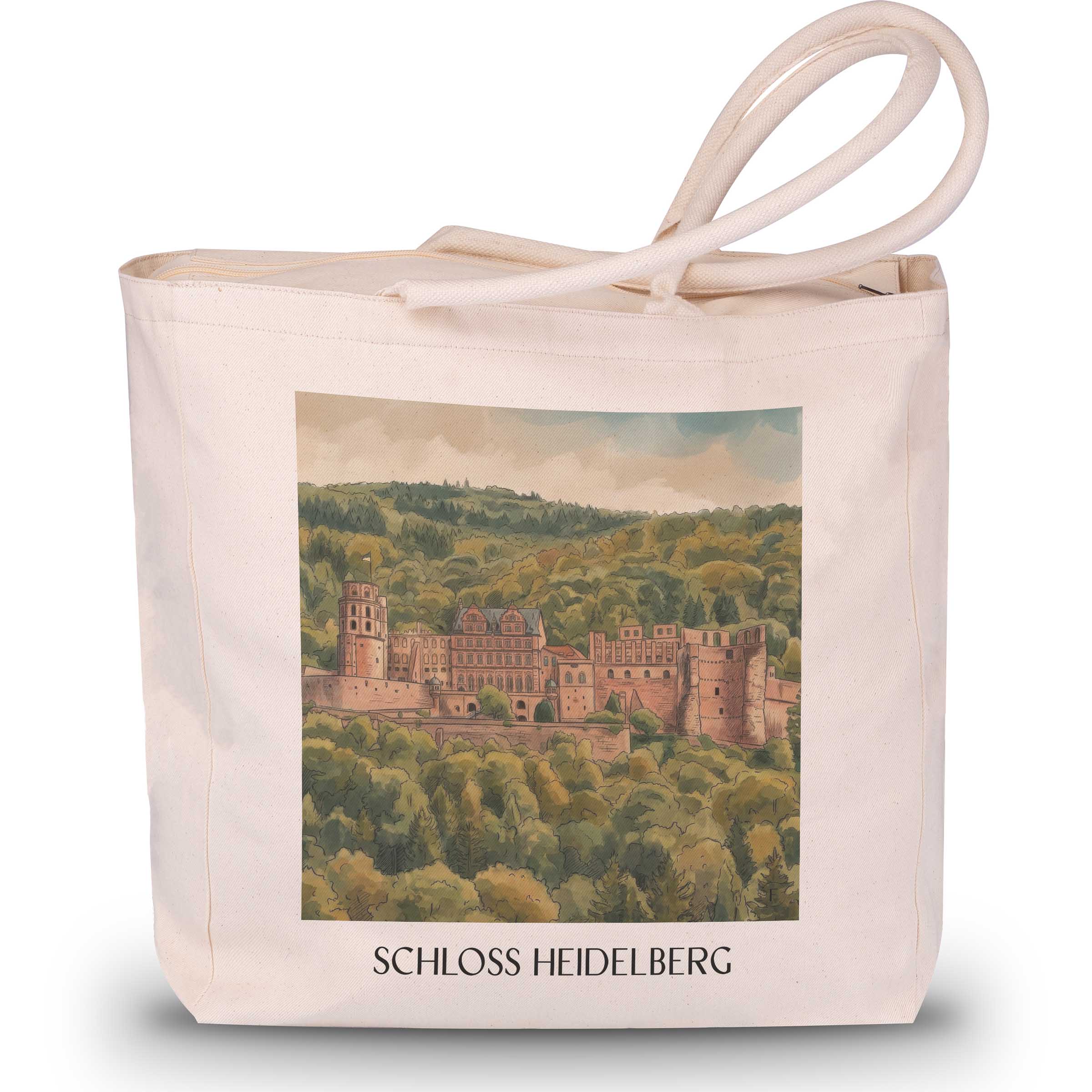 schloss-heidelberg-baden-württemberg-deutschland-einkaufstasche-aquarell