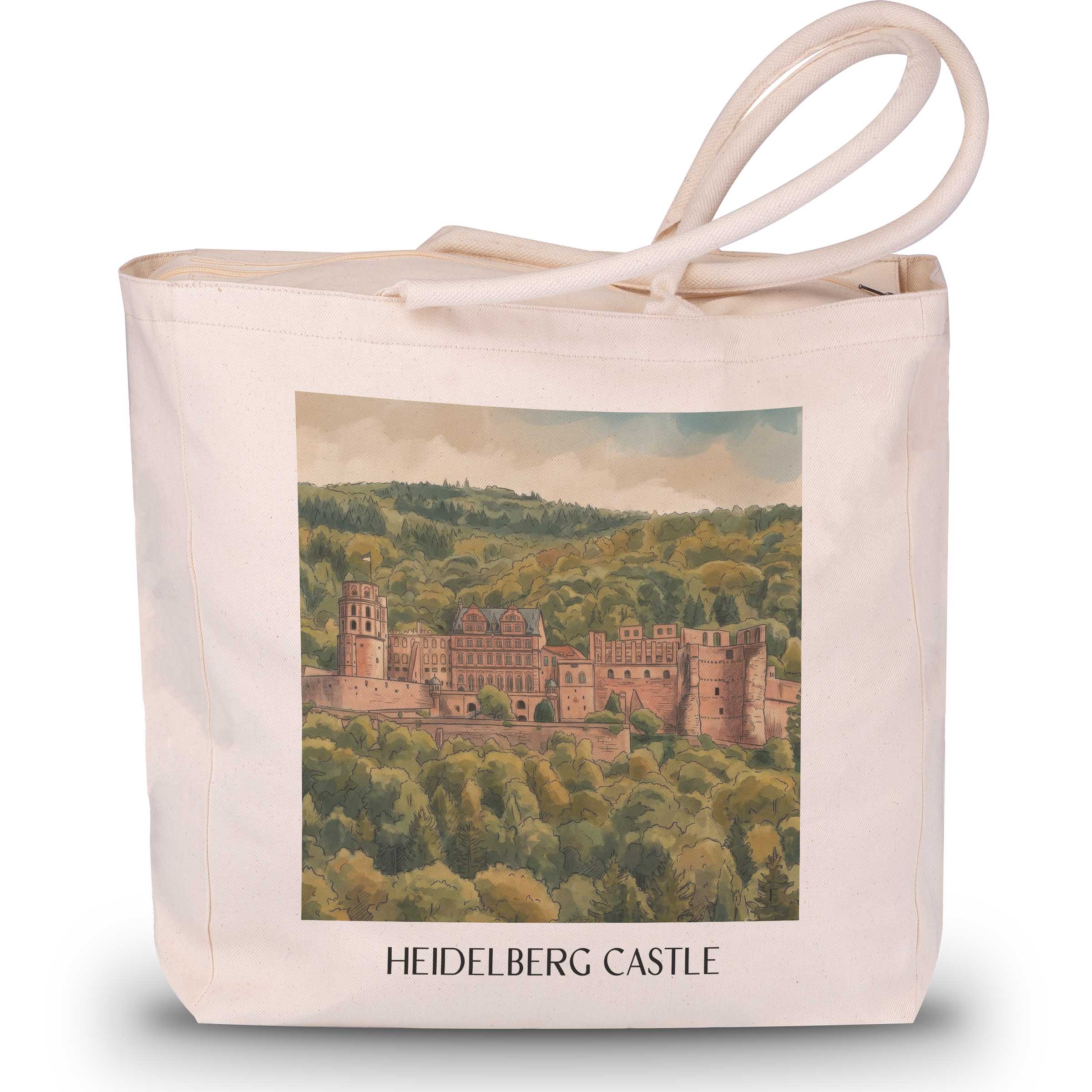 Schloss Heidelberg Shopping Tasche - Baden-Württemberg - Deutschland Tote Bag - Einkaufstasche im Aquarell Stil - favplace
