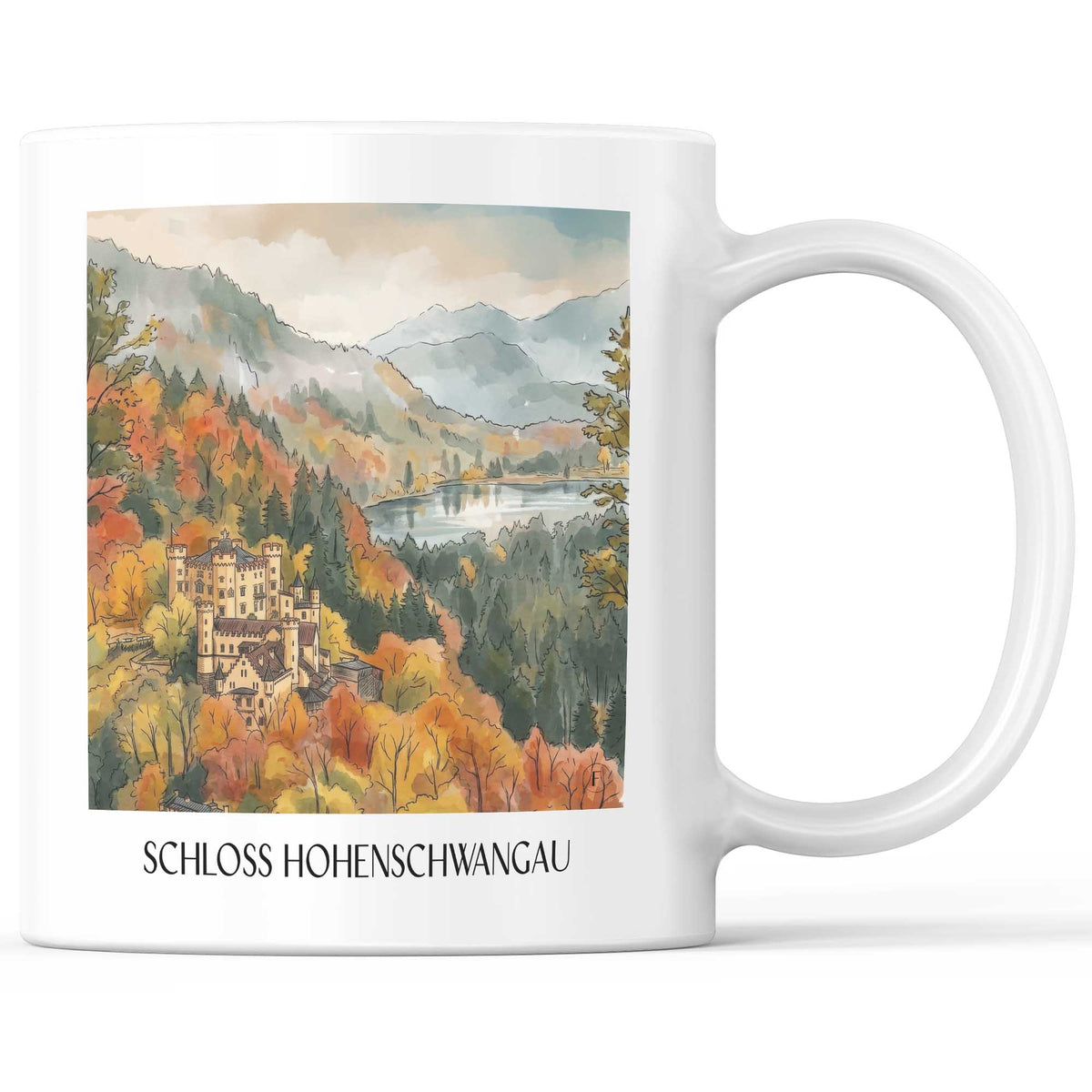 schloss-hohenschwangau-ostallgäu-deutschland-kaffeebecher-aquarell