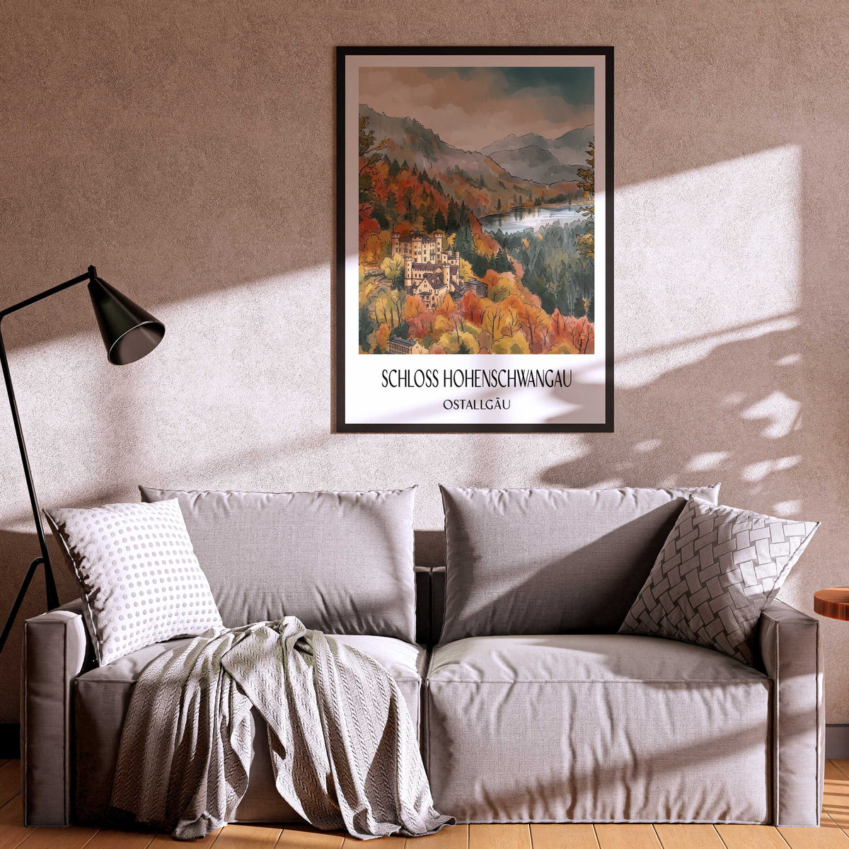schloss-hohenschwangau-ostallgäu-deutschland-poster-aquarell