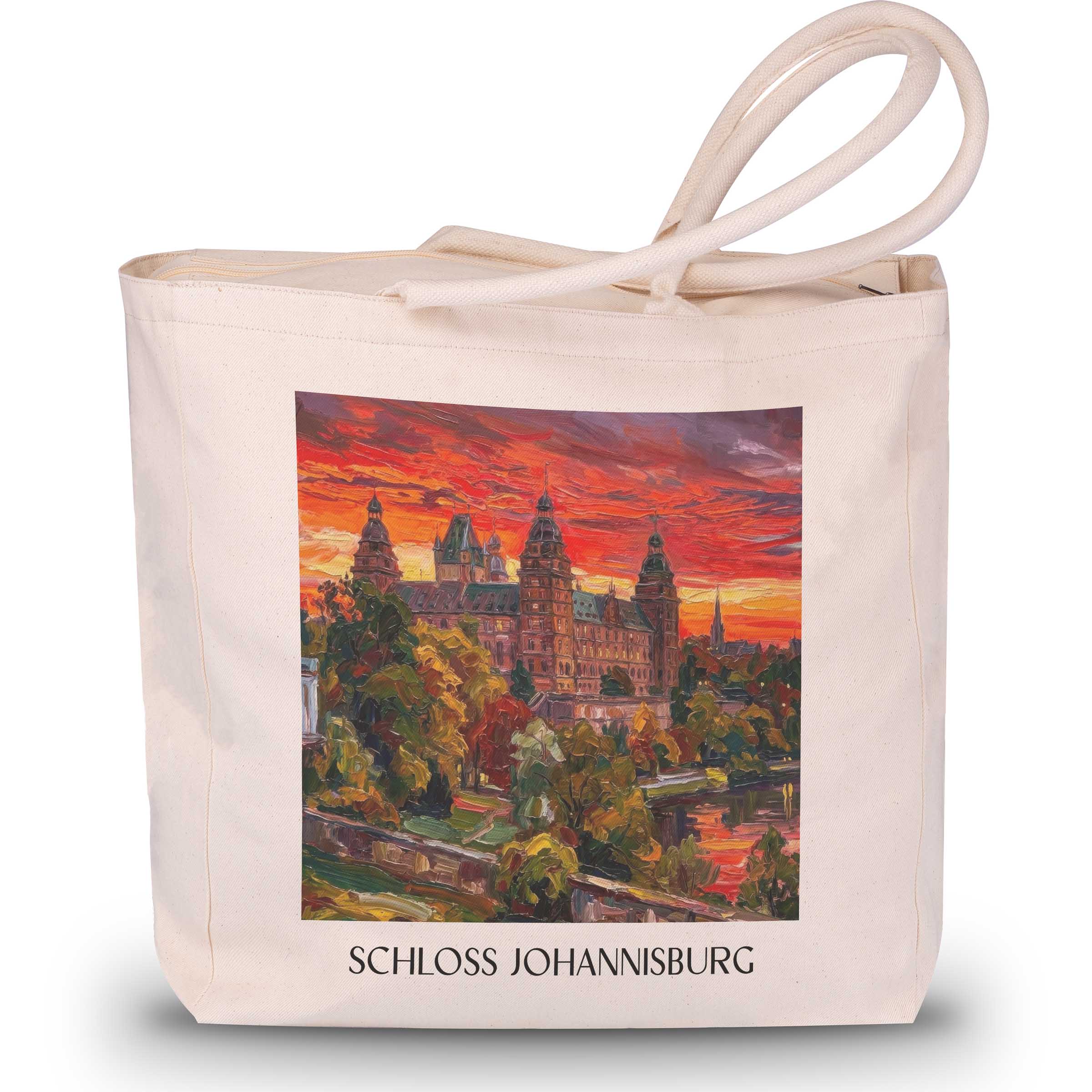 schloss-johannisburg-aschaffenburg-deutschland-einkaufstasche-oil-painting-oelgemaelde