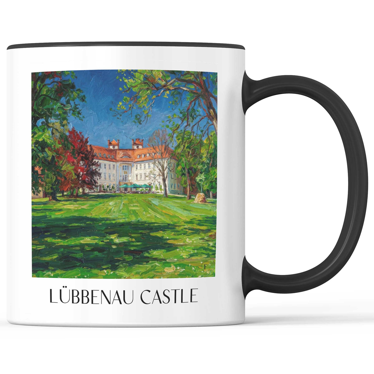 Schloss Lübbenau Kaffeebecher - Spreewald - Deutschland Becher - Kaffeetasse im Ölgemälde Stil - favplace