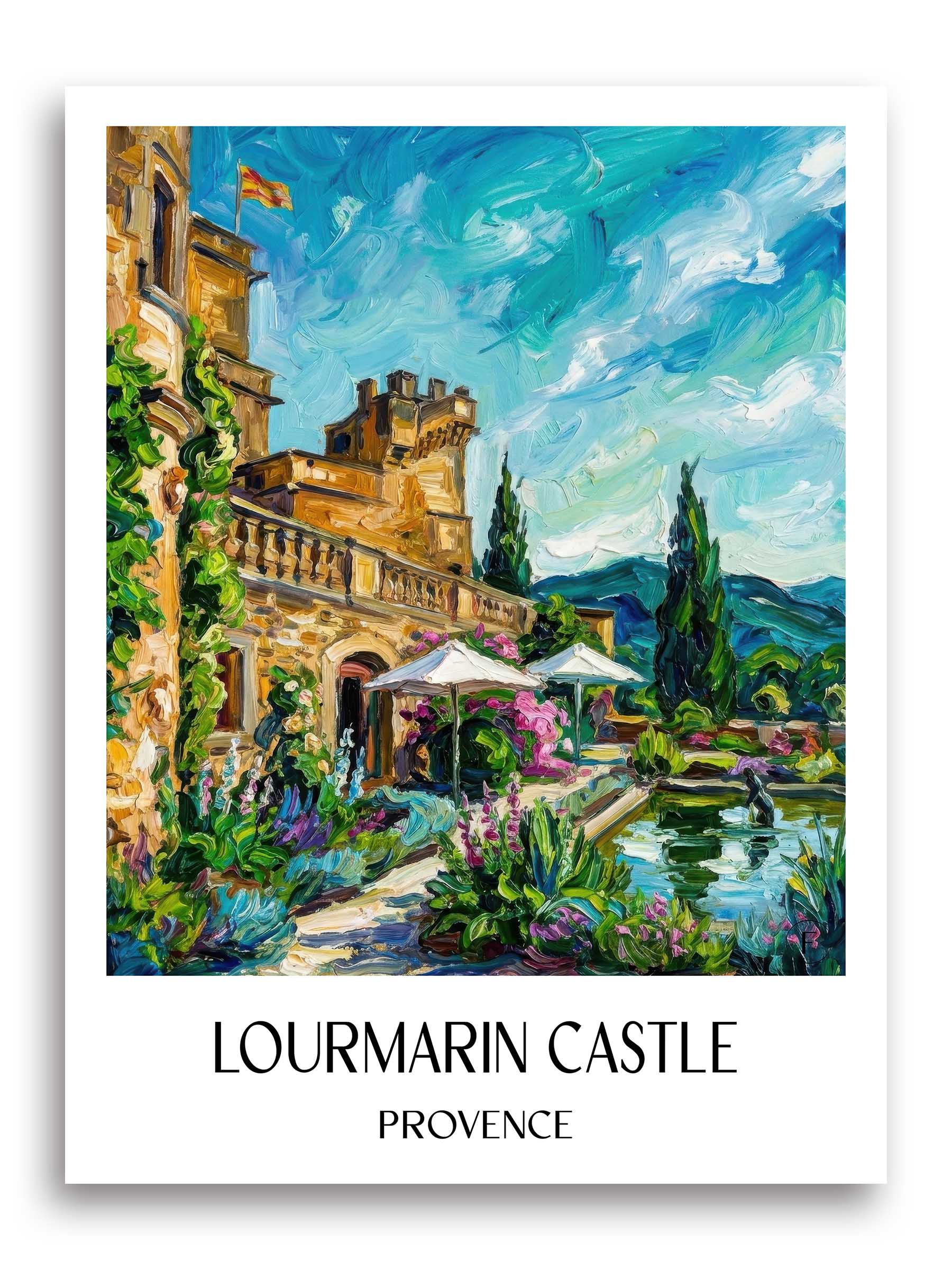 Schloss Lourmarin Poster - Provence - Frankreich Kunstdruck - Ölgemälde von A4 bis A1 - favplace