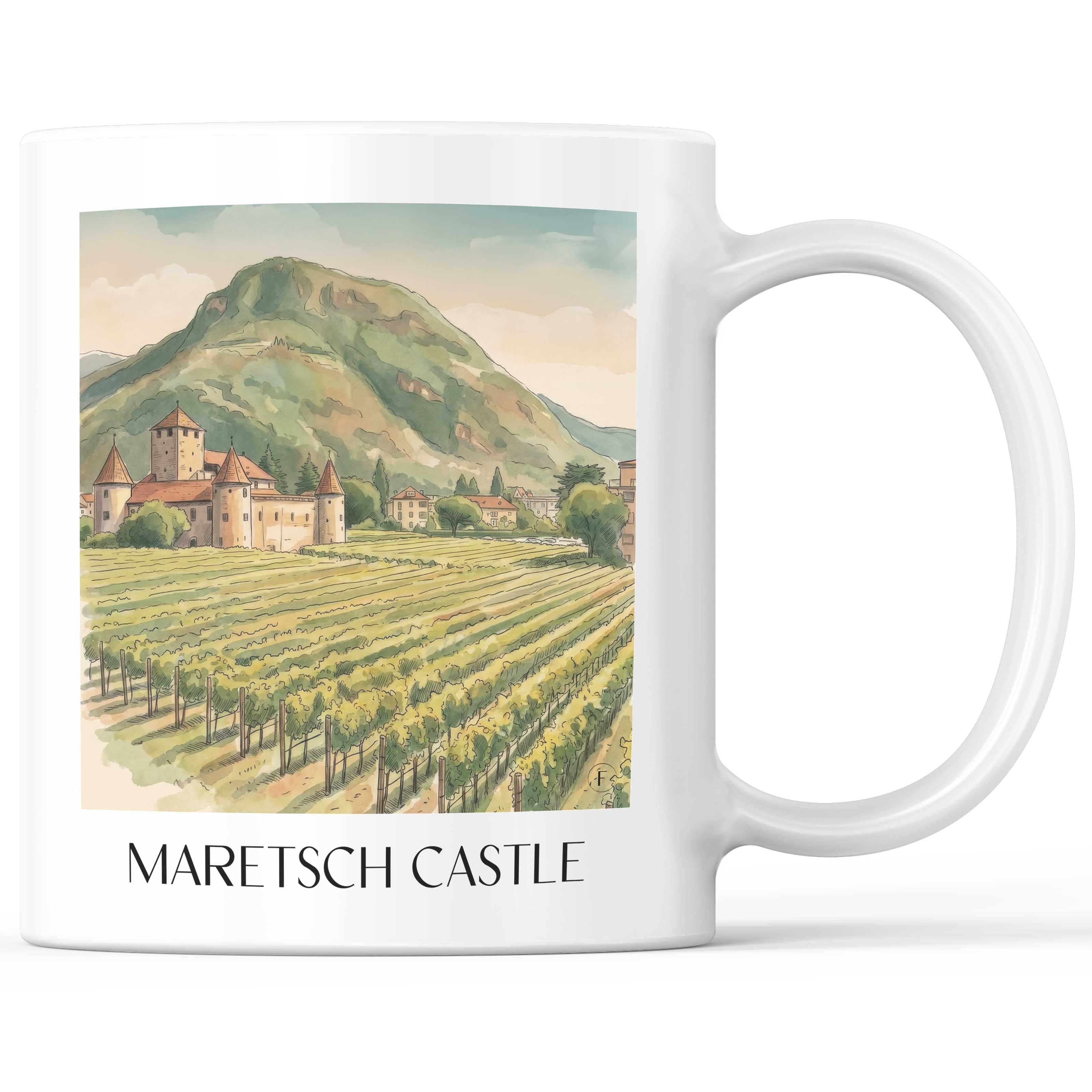 Schloss Maretsch Kaffeebecher - Bozen - Italien Becher - Kaffeetasse im Aquarell Stil - favplace