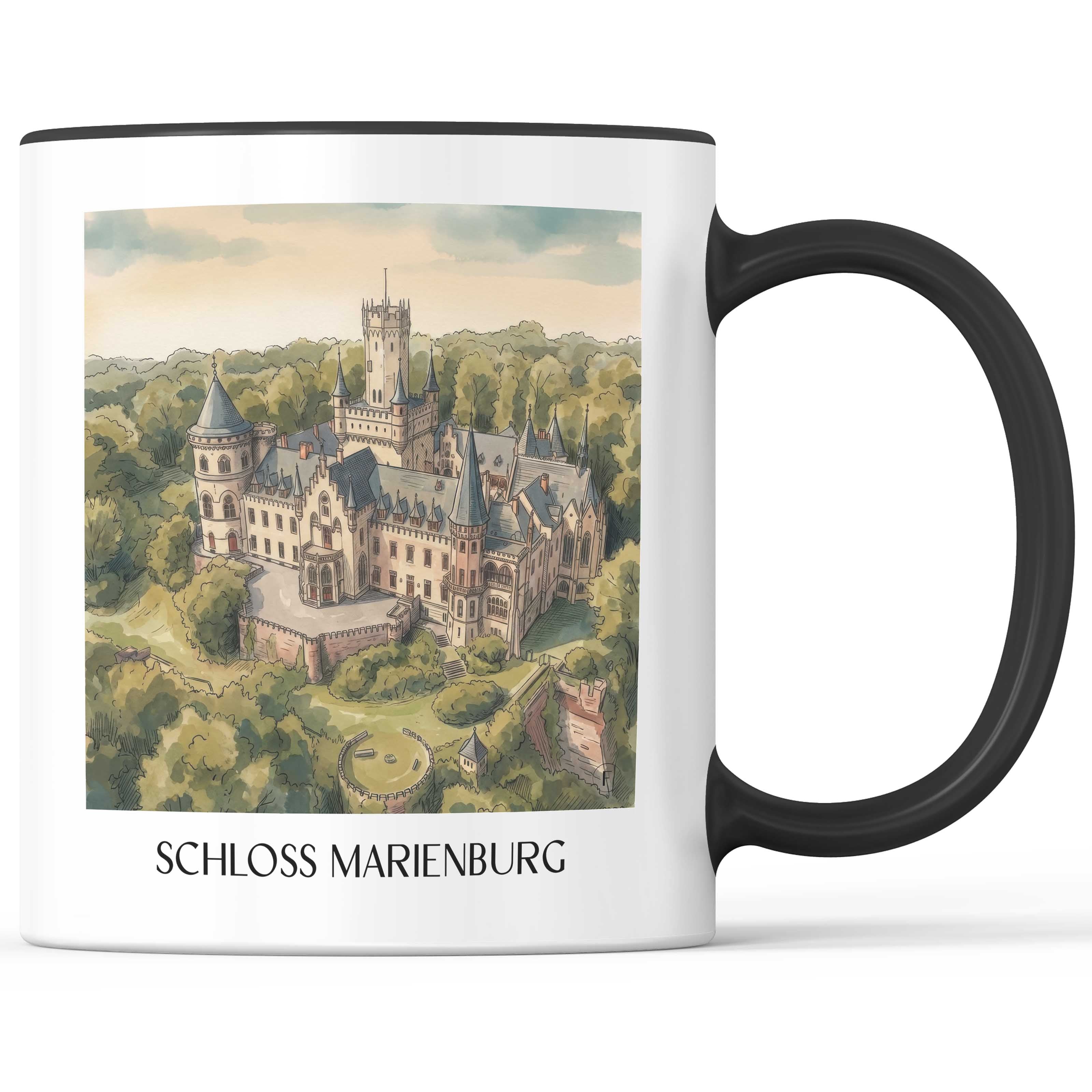 schloss-marienburg-pattensen-deutschland-kaffeebecher-aquarell