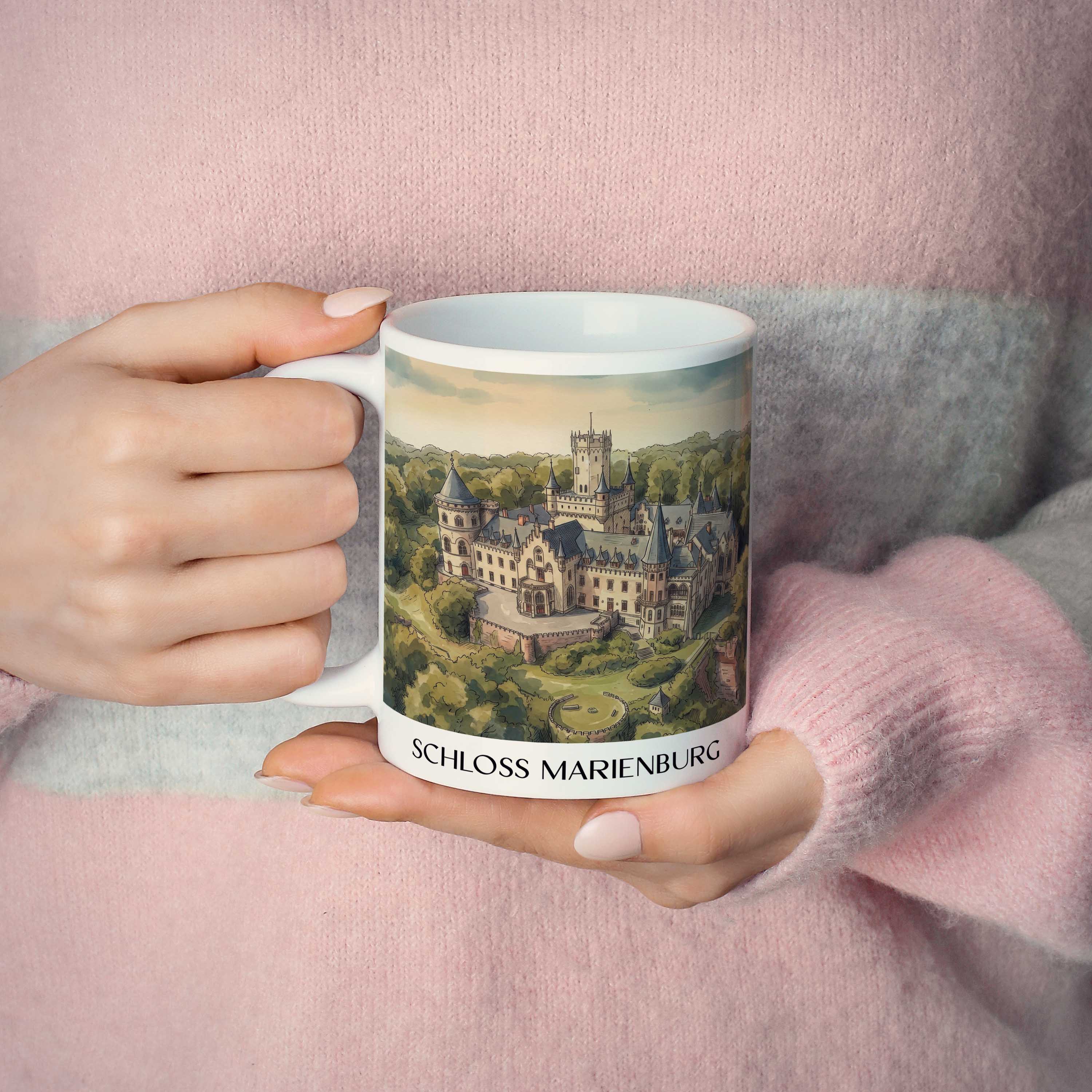 schloss-marienburg-pattensen-deutschland-kaffeebecher-aquarell