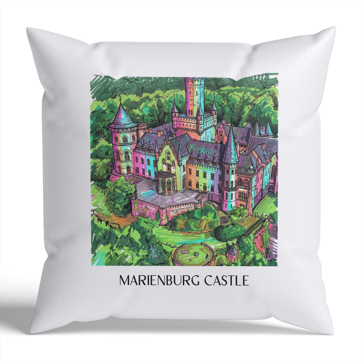 Schloss Marienburg Kissenhülle - Zierkissen Bezug - Pattensen - Deutschland Kissen bzw. Kissenbezug im Tag Graffiti Stil - favplace
