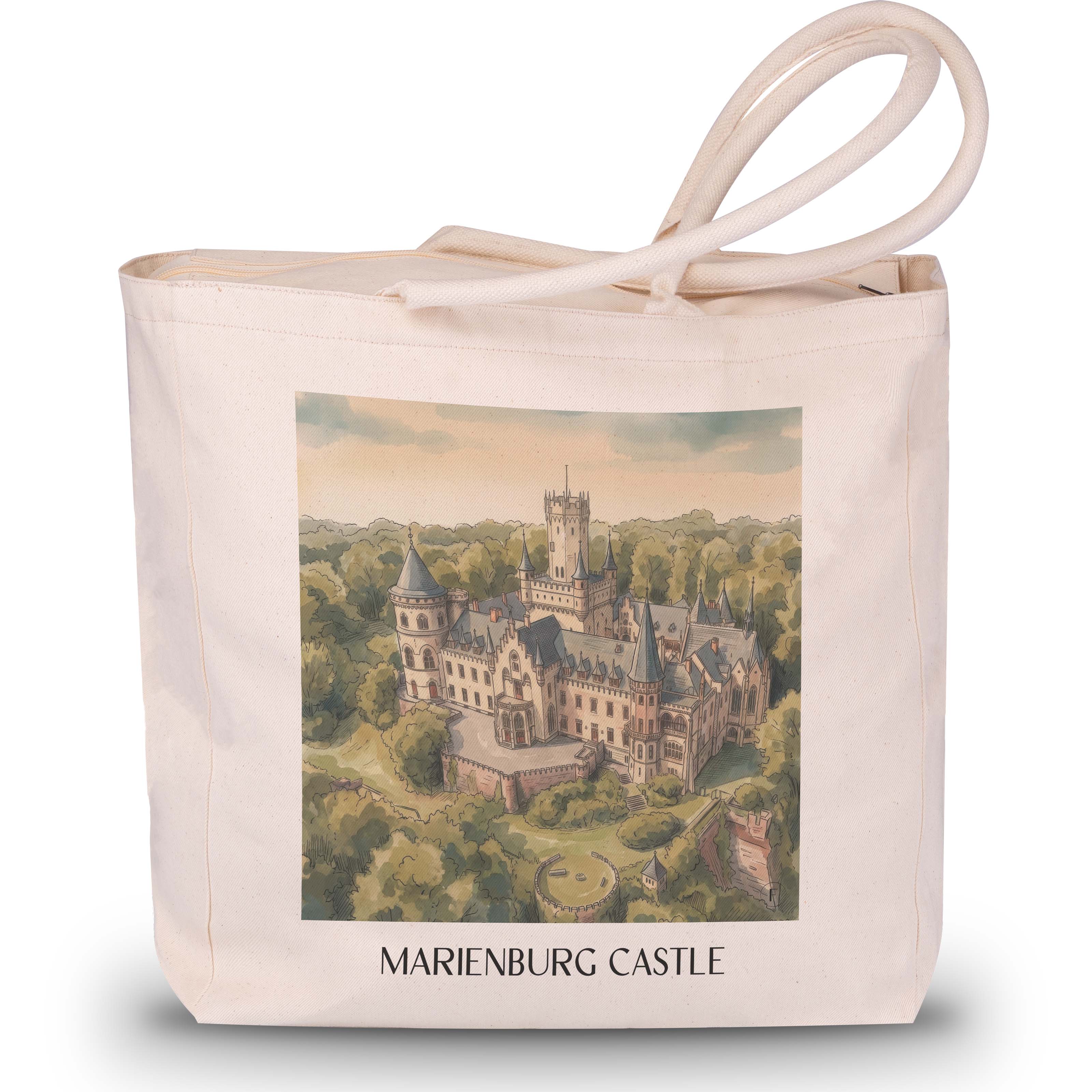 Schloss Marienburg Shopping Tasche - Pattensen - Deutschland Tote Bag - Einkaufstasche im Aquarell Stil - favplace